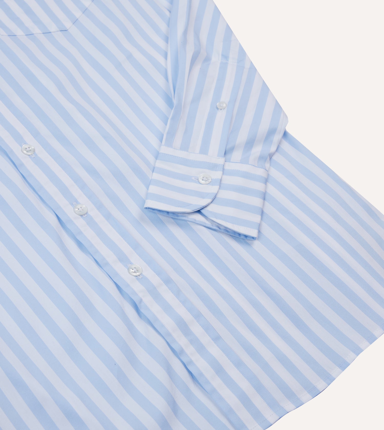 Blue Broad Stripe Cotton Poplin Button-Down Shirt