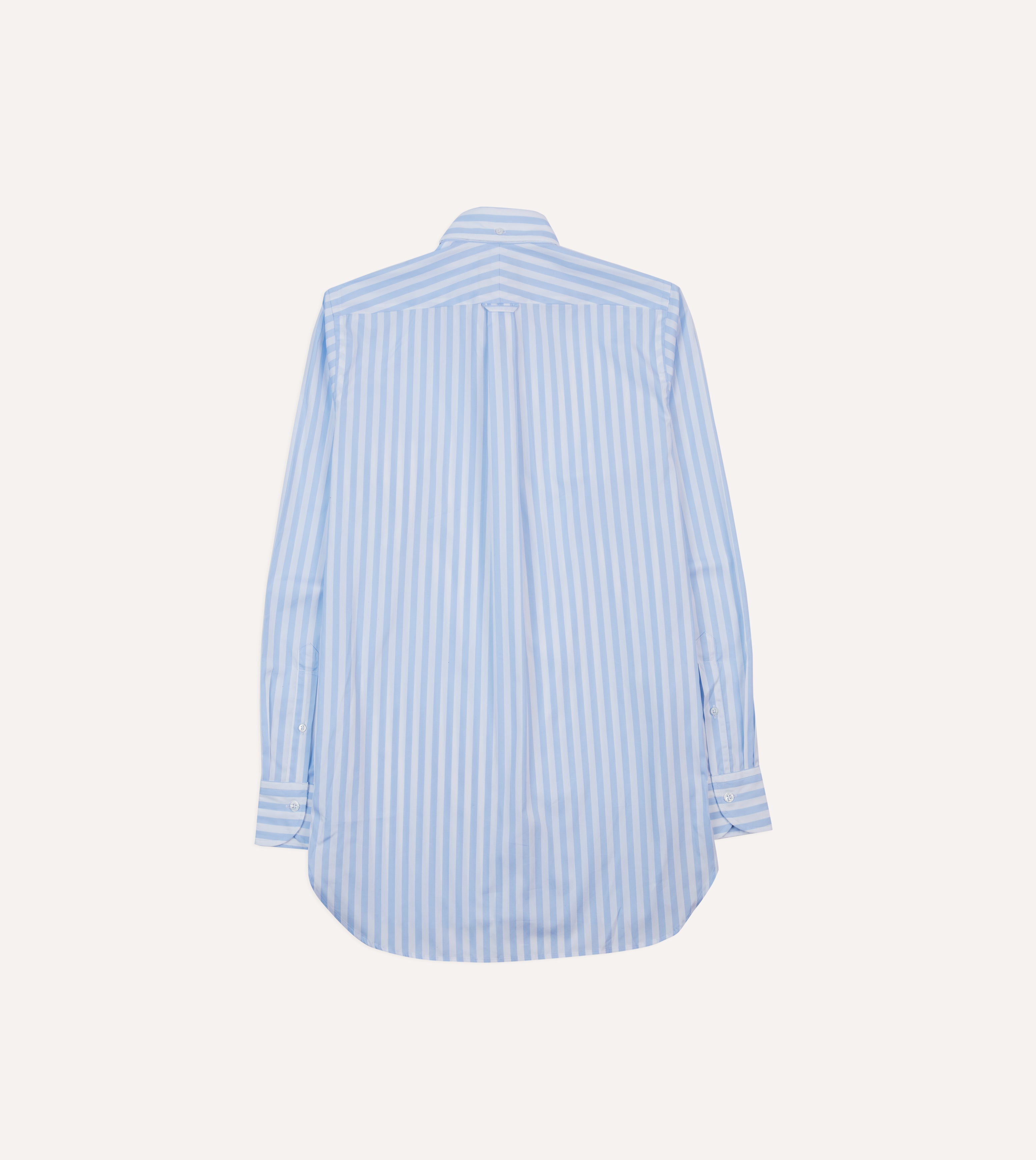 Blue Broad Stripe Cotton Poplin Button-Down Shirt
