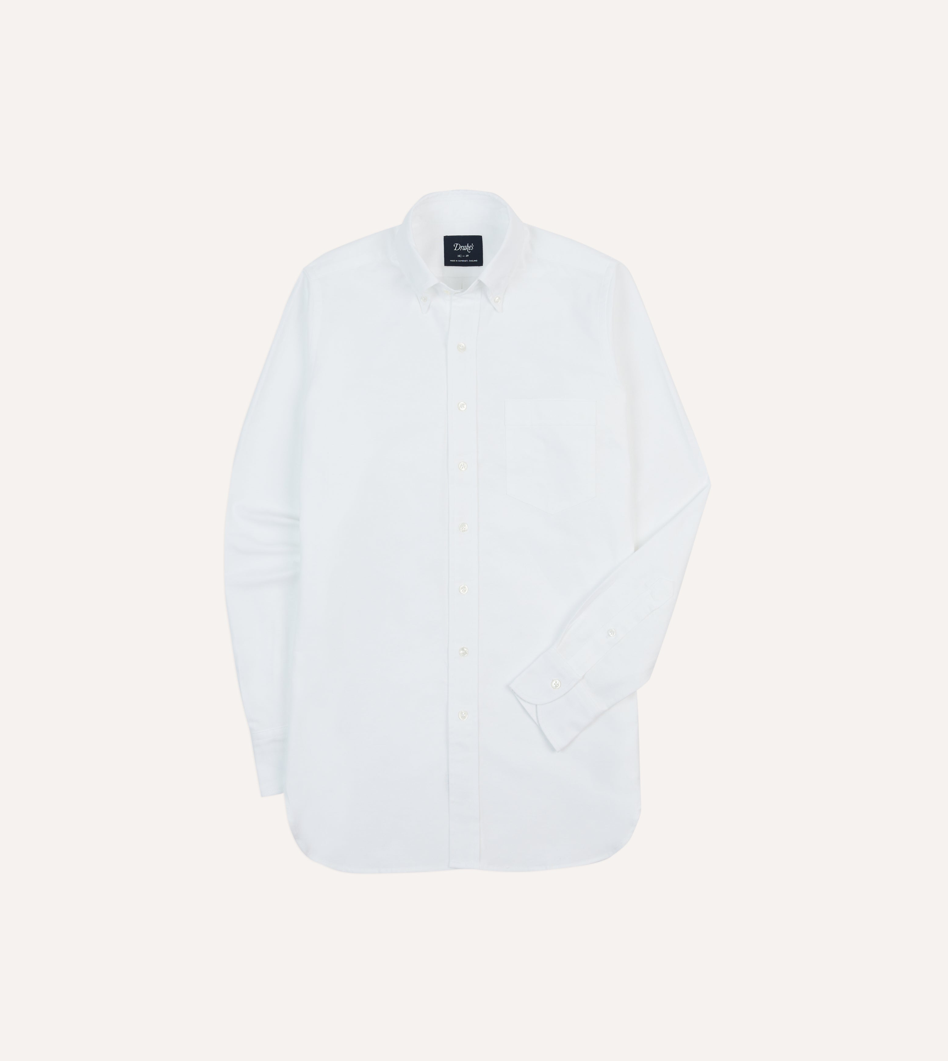 Drake's White Oxford Cotton Cloth Button-Down Shirt Drake's White Oxford Cotton Cloth Button-Down Shirt