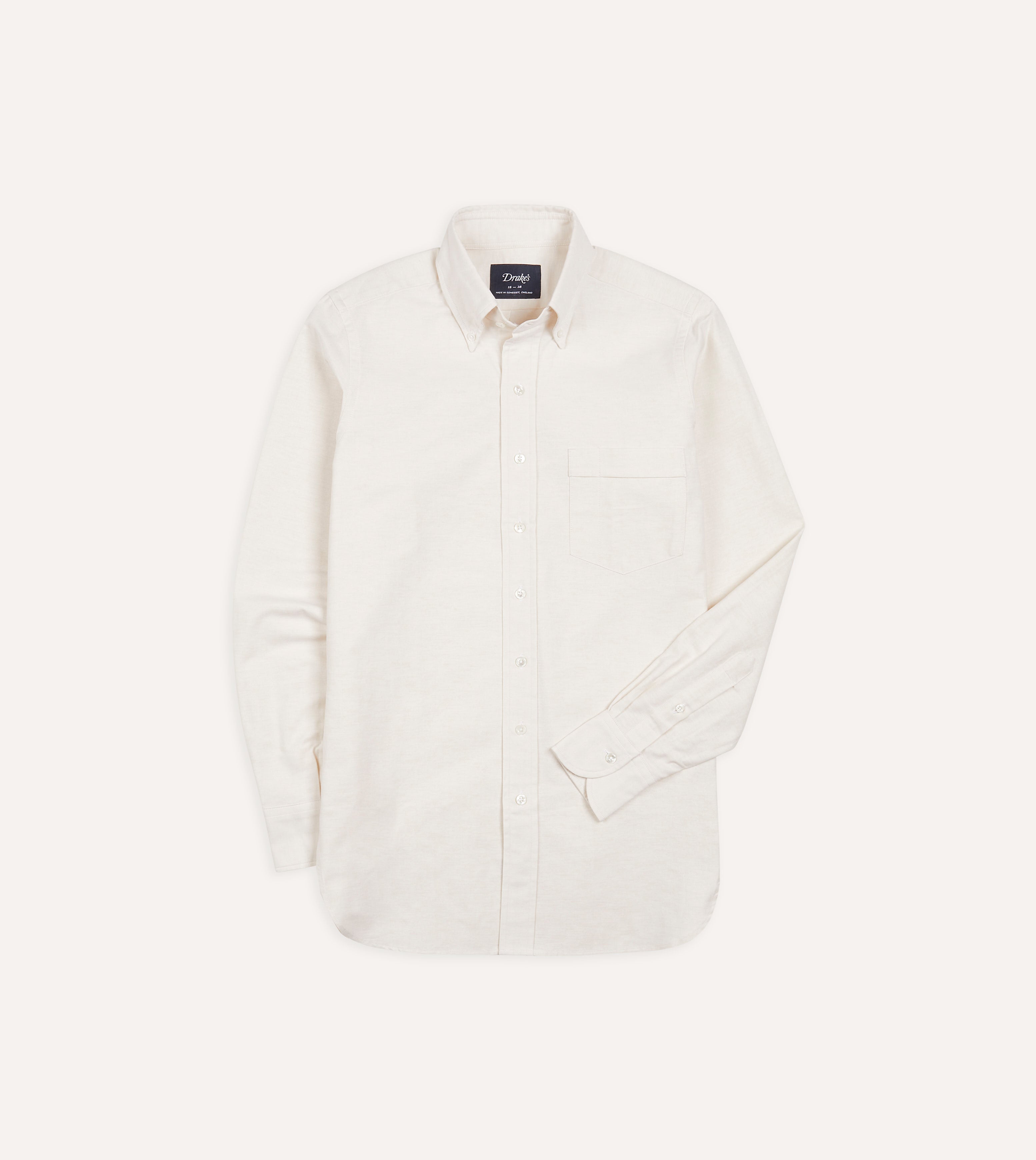 Cream Cotton Oxford Cloth Button-Down Shirt Drakes US Cream Cotton Oxford Cloth Button-Down Shirt Drakes US