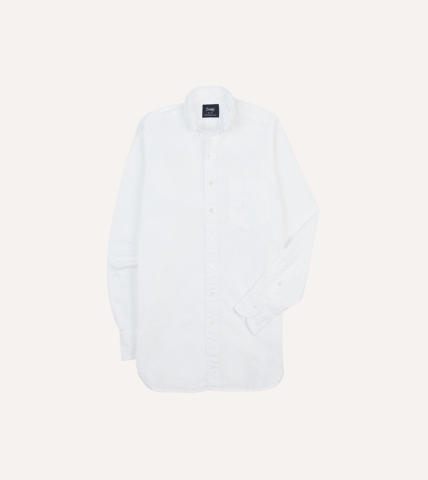 White Cotton Pocket Poplin Button-Down Shirt