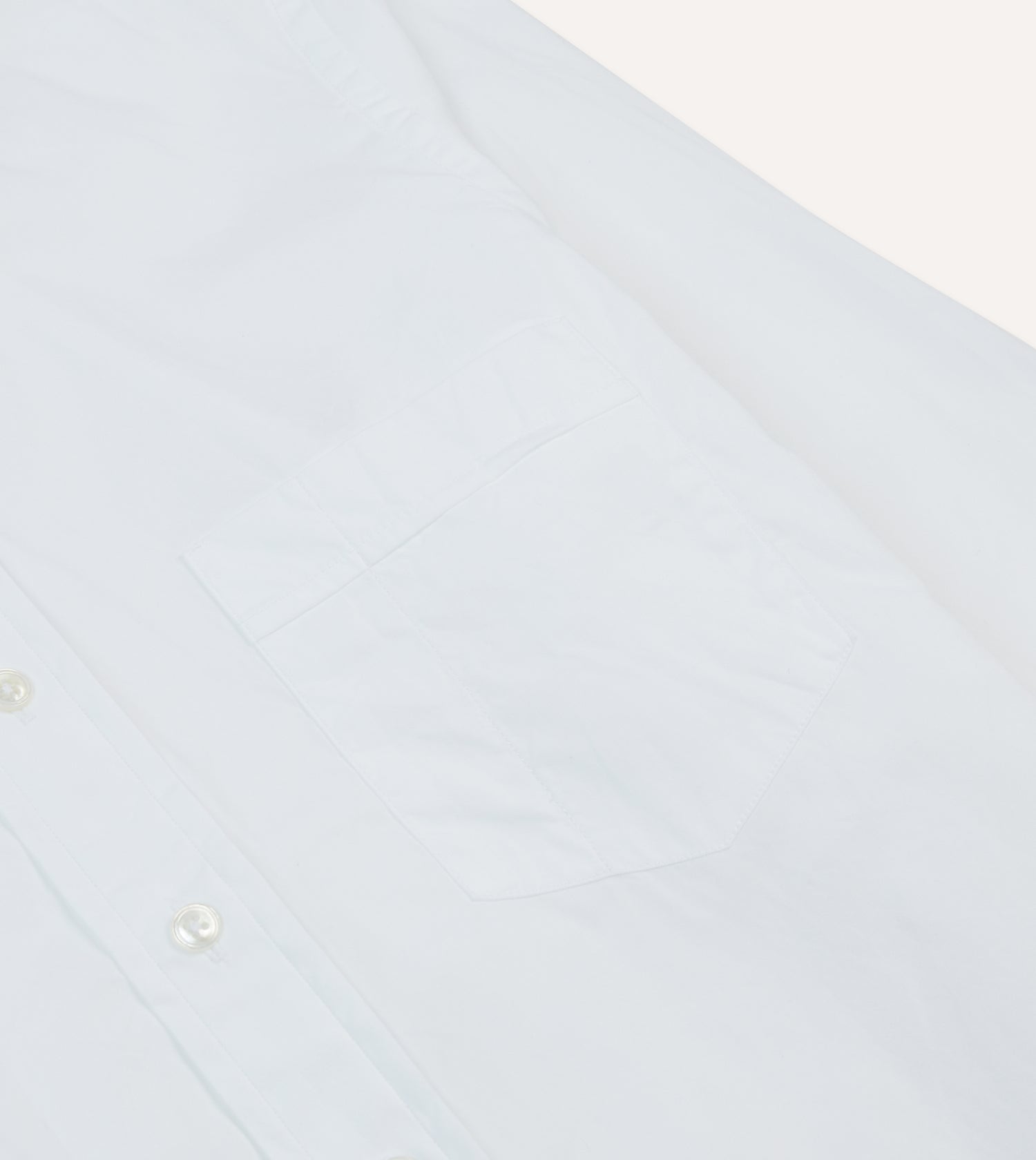 White Cotton Pocket Poplin Button-Down Shirt