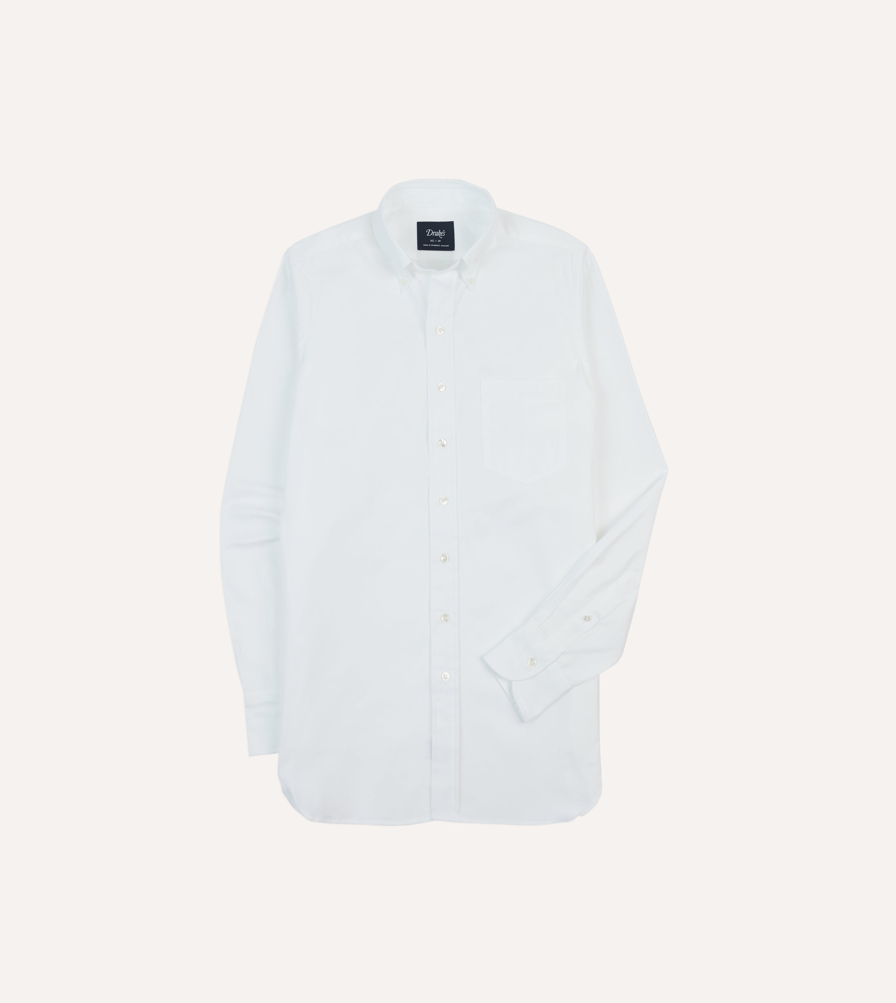 pinpoint button down dress shirt White Pinpoint Oxford Cotton Cloth Button-Down Shirt – Drakes US