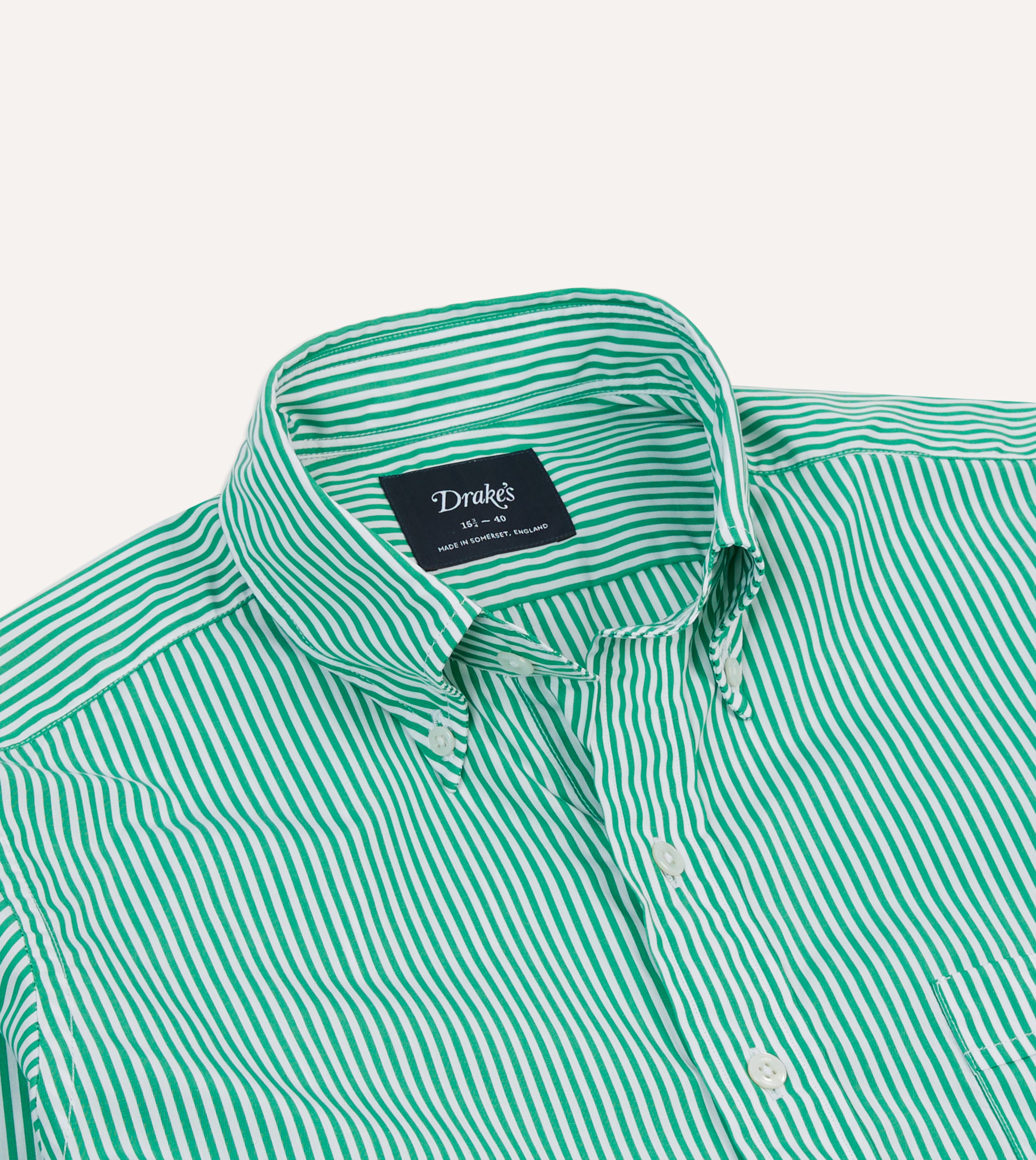 Green Narrow Stripe Cotton Poplin Button-Down Shirt Green Narrow Stripe Cotton Poplin Button-Down Shirt