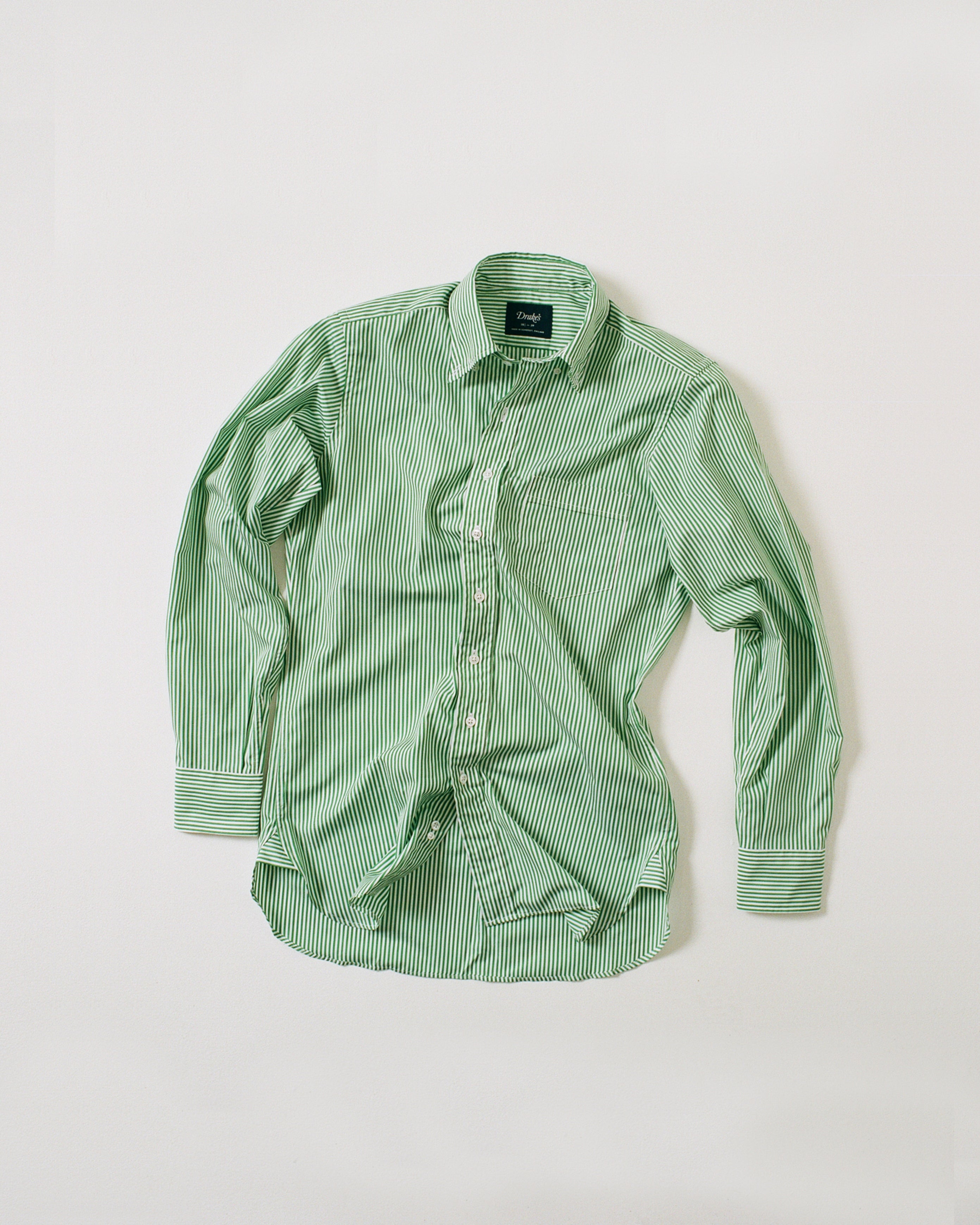 Green Narrow Stripe Cotton Poplin Button-Down Shirt