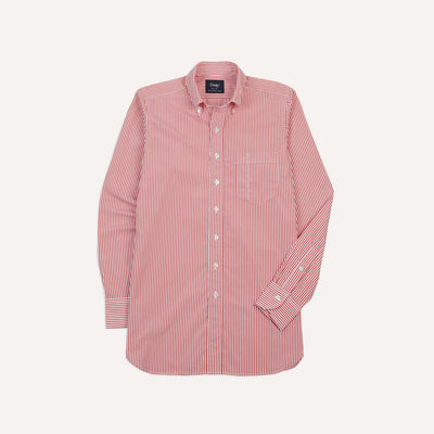 Red Narrow Stripe Cotton Poplin Button-Down Shirt Red Narrow Stripe Cotton Poplin Button-Down Shirt