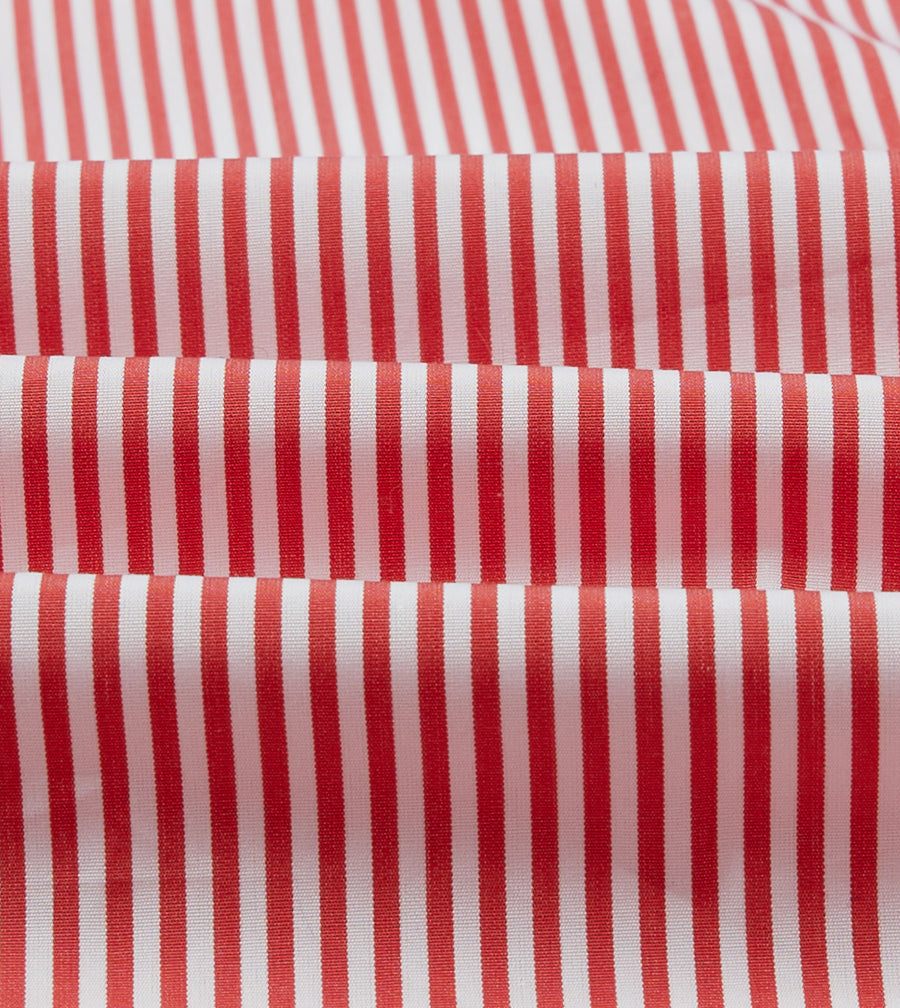 Red Narrow Stripe Cotton Poplin Button-Down Shirt