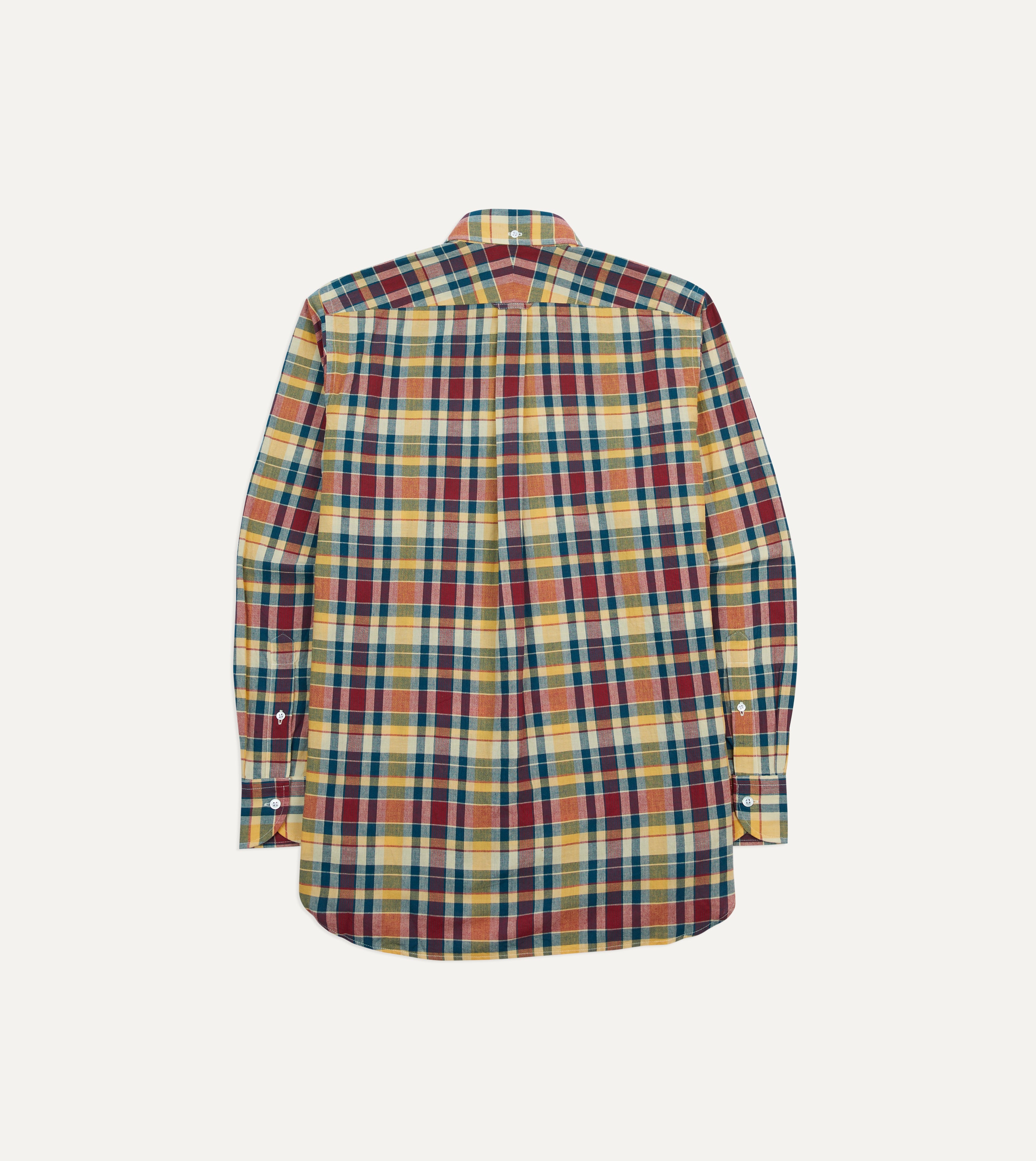 Yellow, Red and Blue Madras Check Cotton Button-Down Shirt