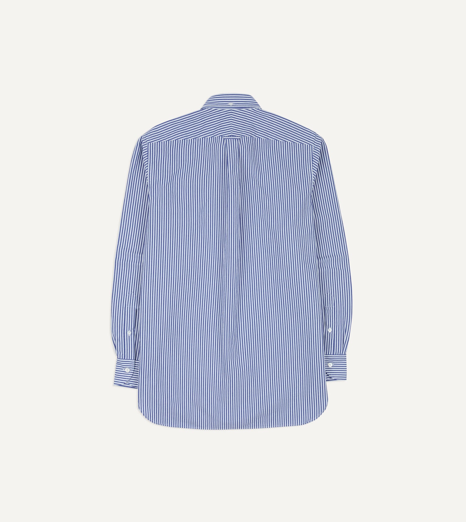 Blue and White Stripe Button-Down Collar Fob Pocket Shirt