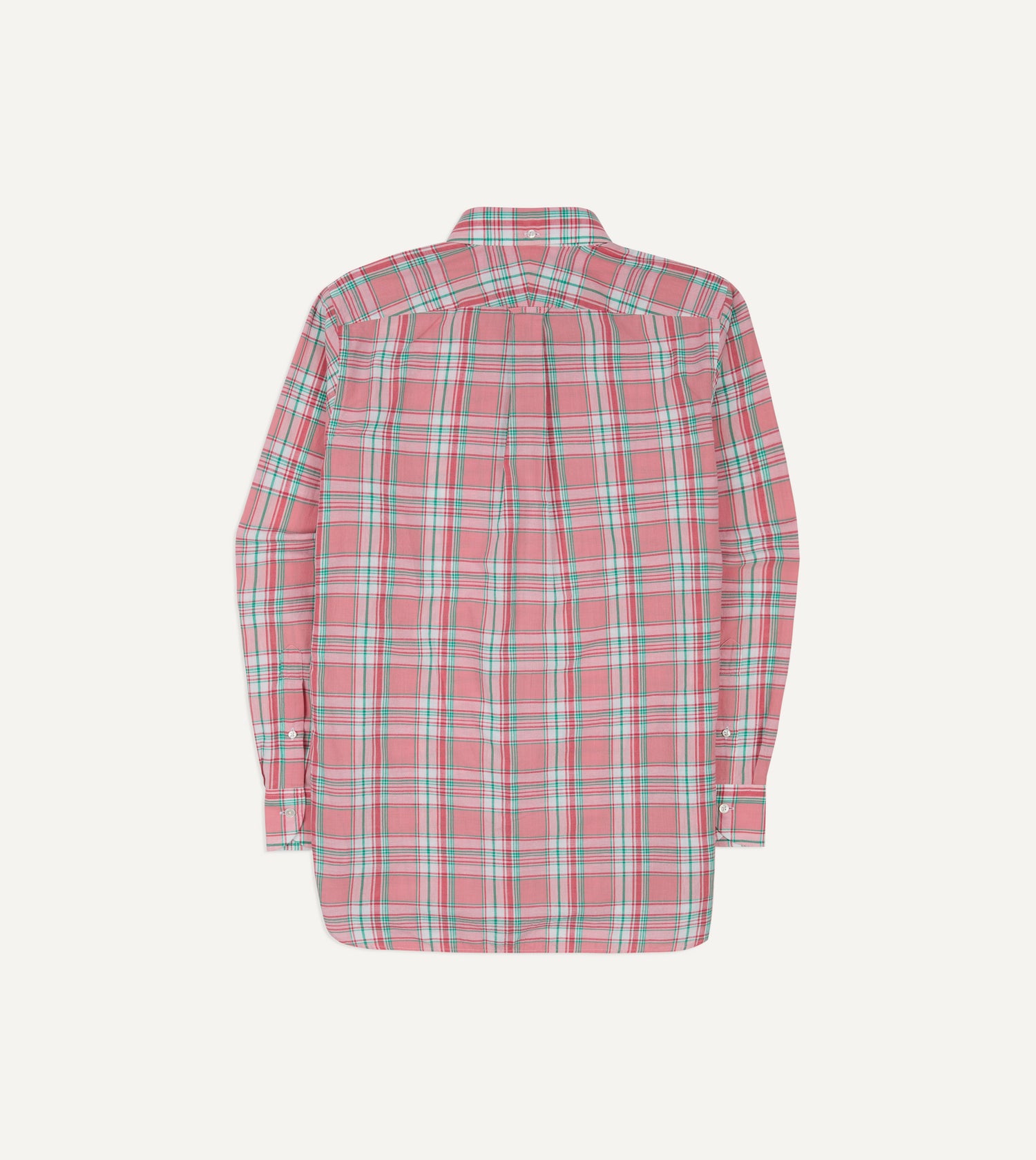 Pink and Green Madras Check Cotton Button-Down Shirt