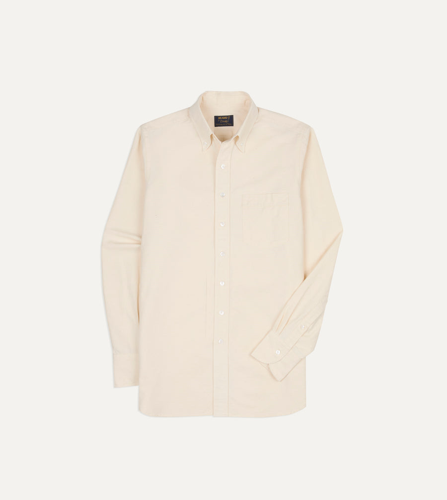 BEAMS F & Drake's Ecru Oxford Cotton Cloth Button-Down Shirt