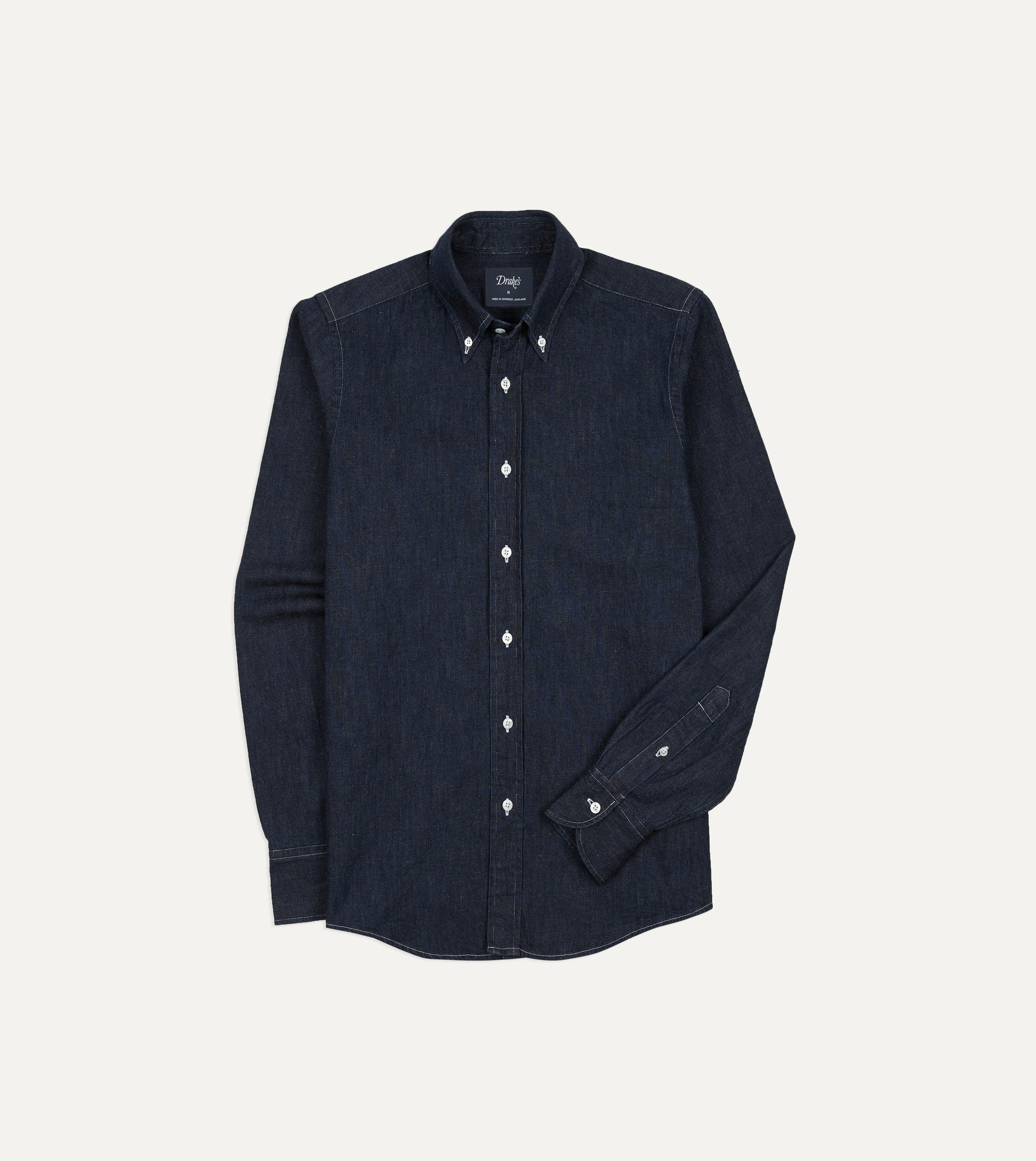 Indigo Rinse Denim Button-Down Shirt