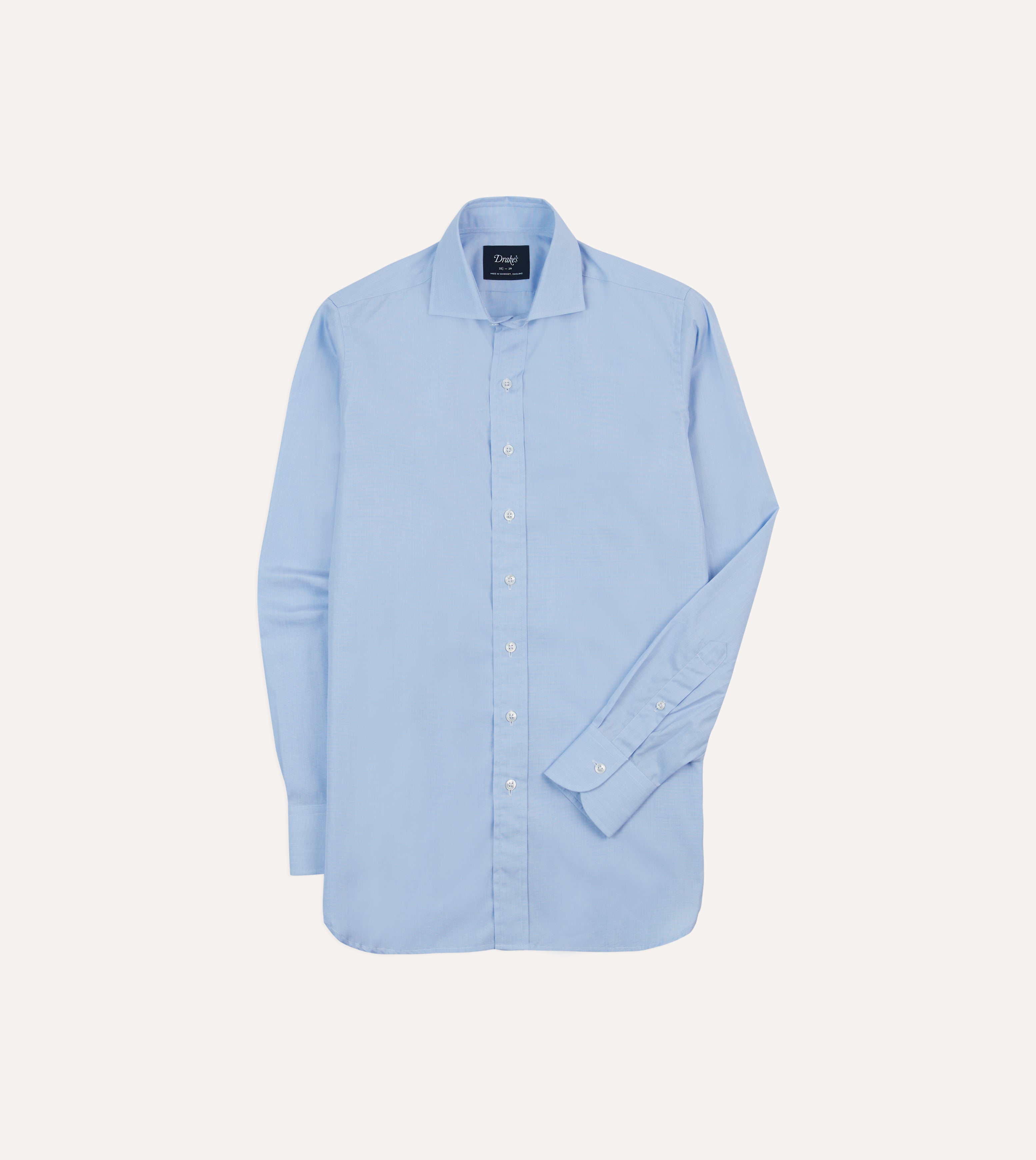 Sky Blue Cotton Spread Collar End-On-End Poplin Shirt Sky Blue Cotton Spread Collar End-On-End Poplin Shirt