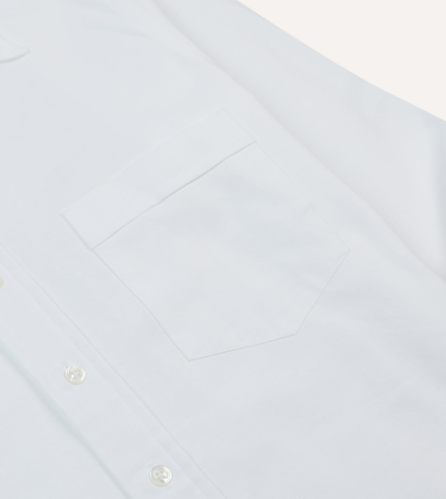 White Cotton Oxford Cloth Long Point Collar Shirt