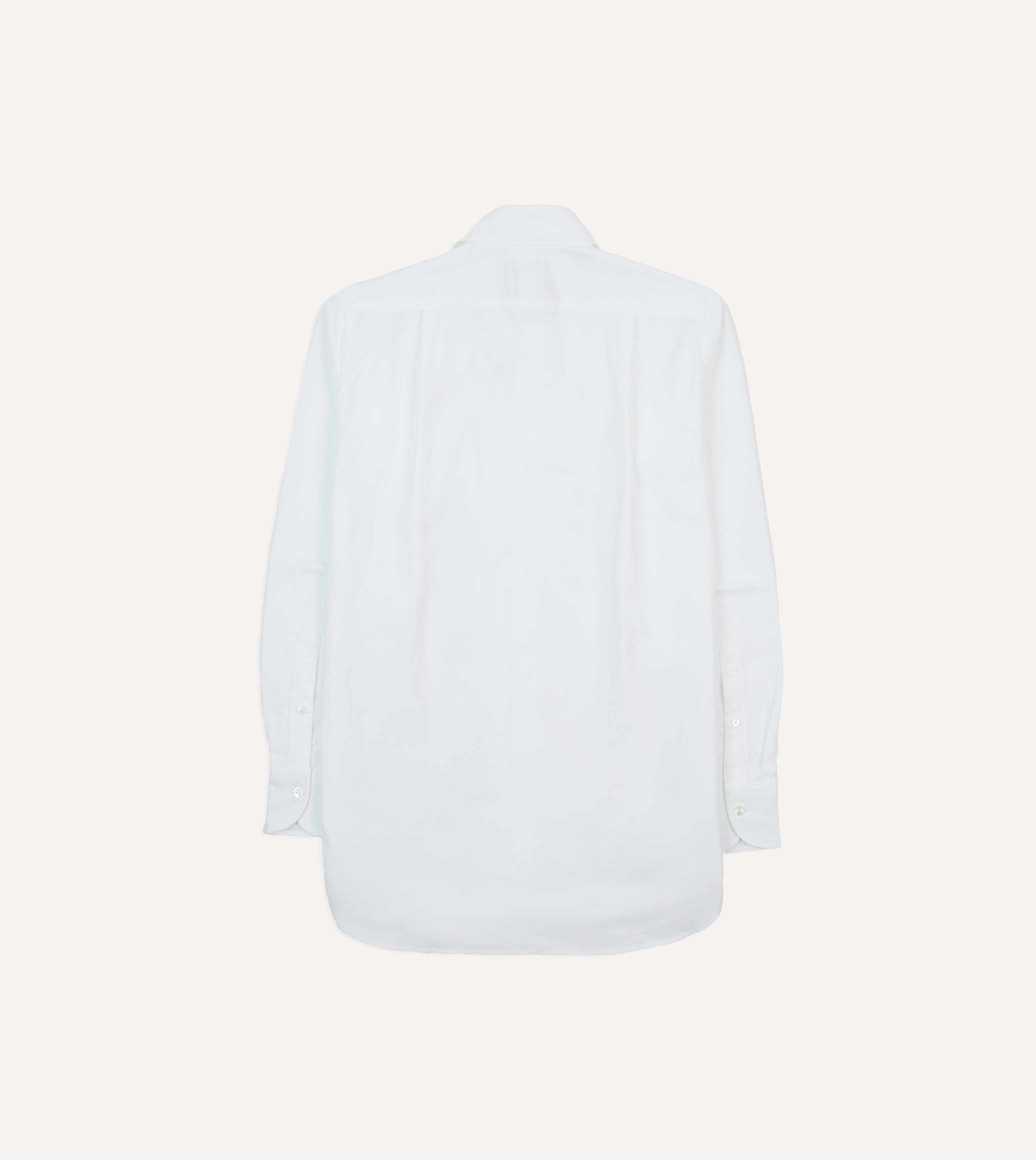 White Cotton Oxford Cloth Long Point Collar Shirt