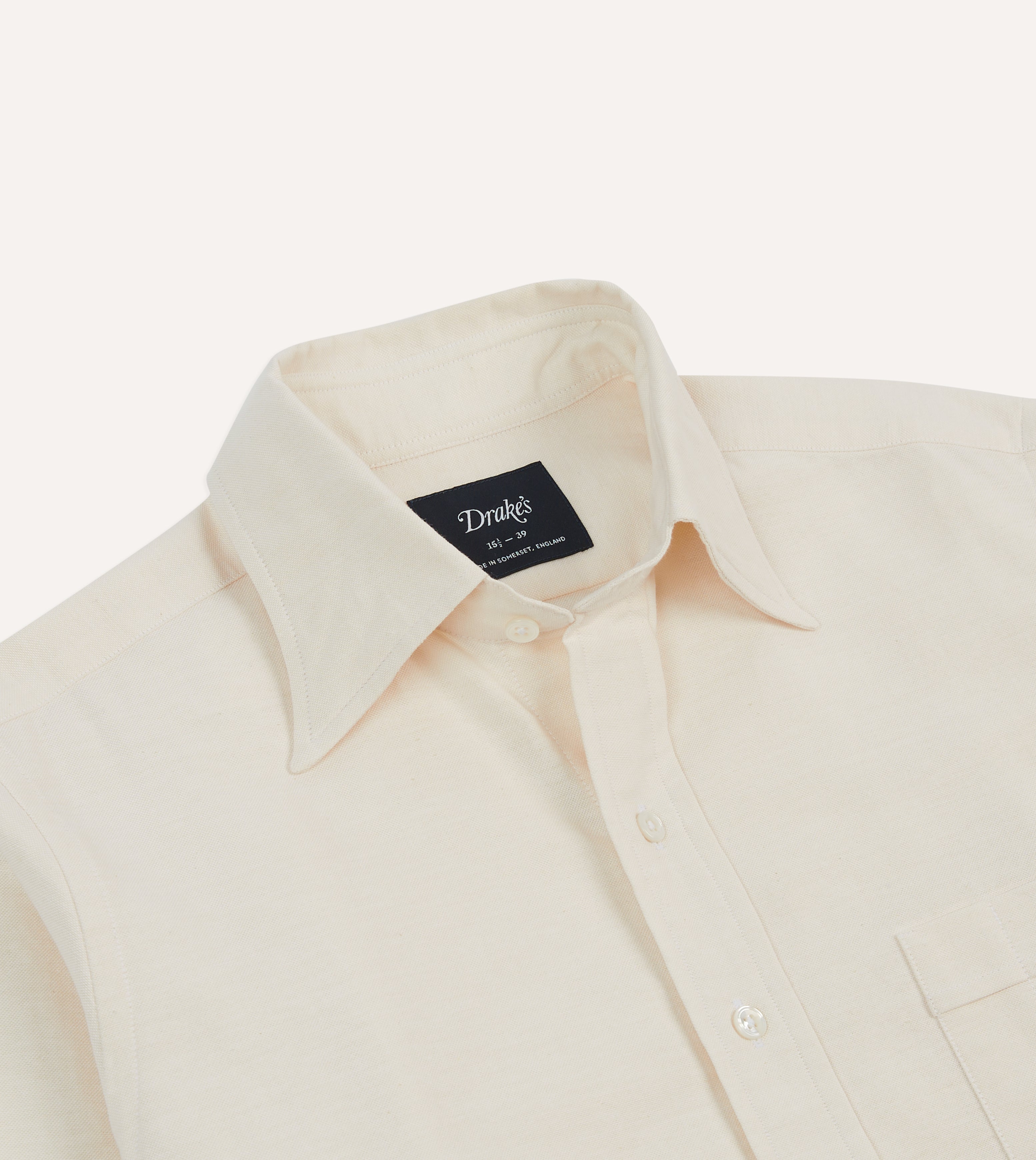 Cream Cotton Oxford Cloth Long Point Collar Shirt Cream Cotton Oxford Cloth Long Point Collar Shirt