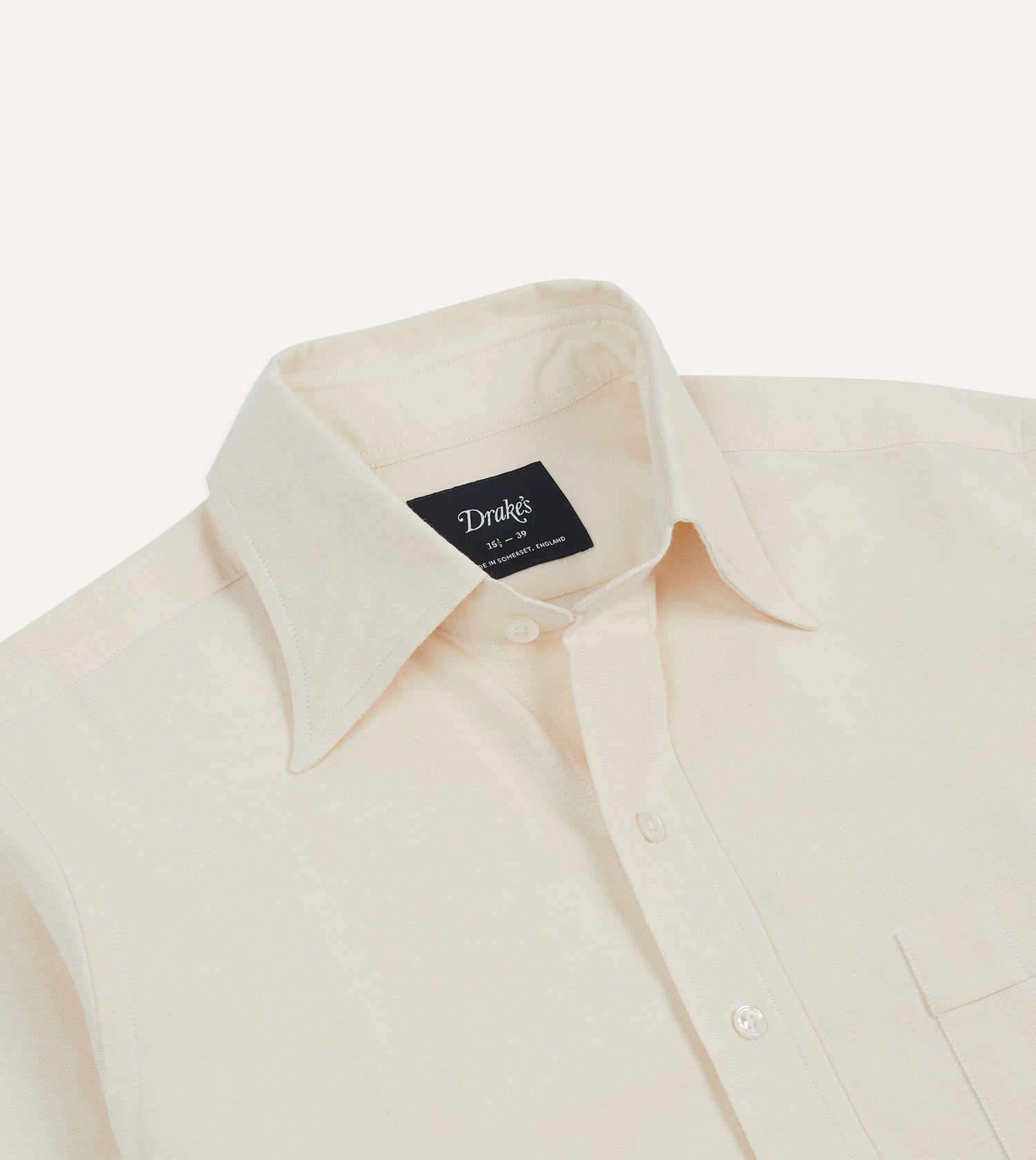 Cream Cotton Oxford Cloth Long Point Collar Shirt