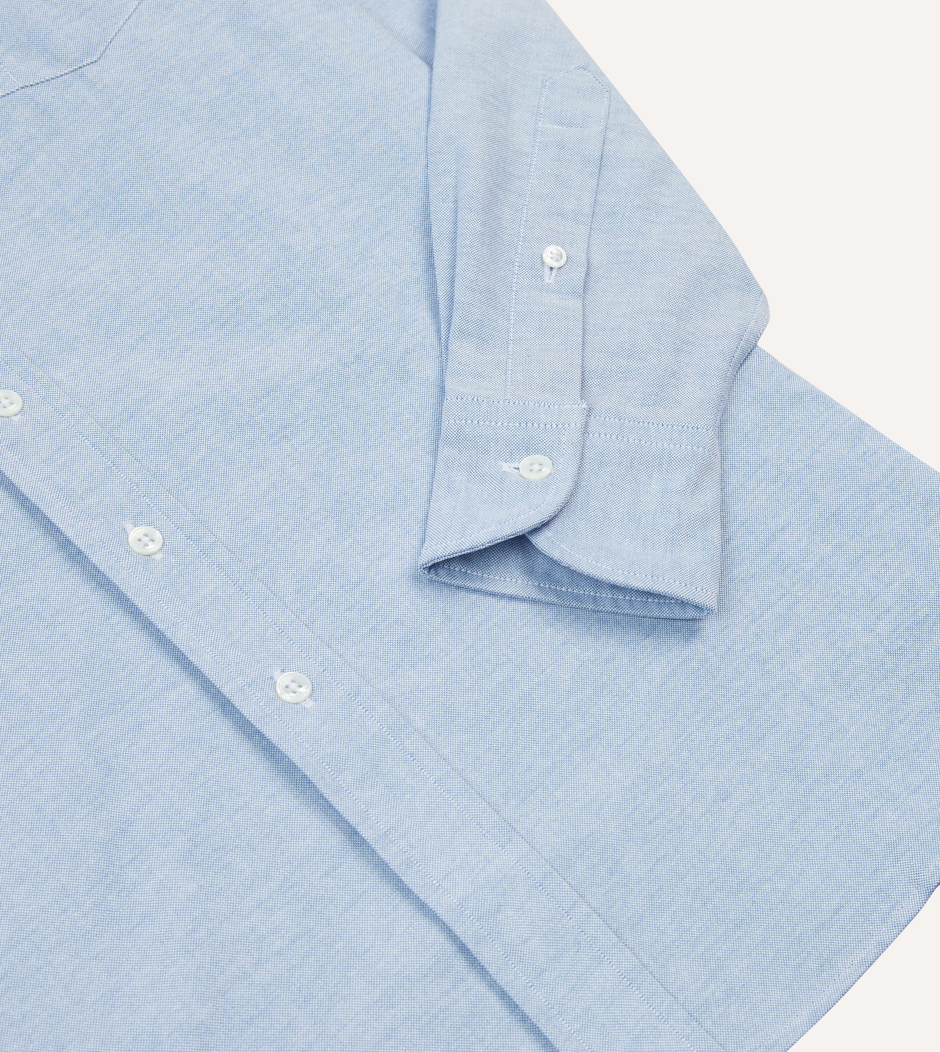 Blue Cotton Oxford Cloth Long Point Collar Shirt – Drakes US