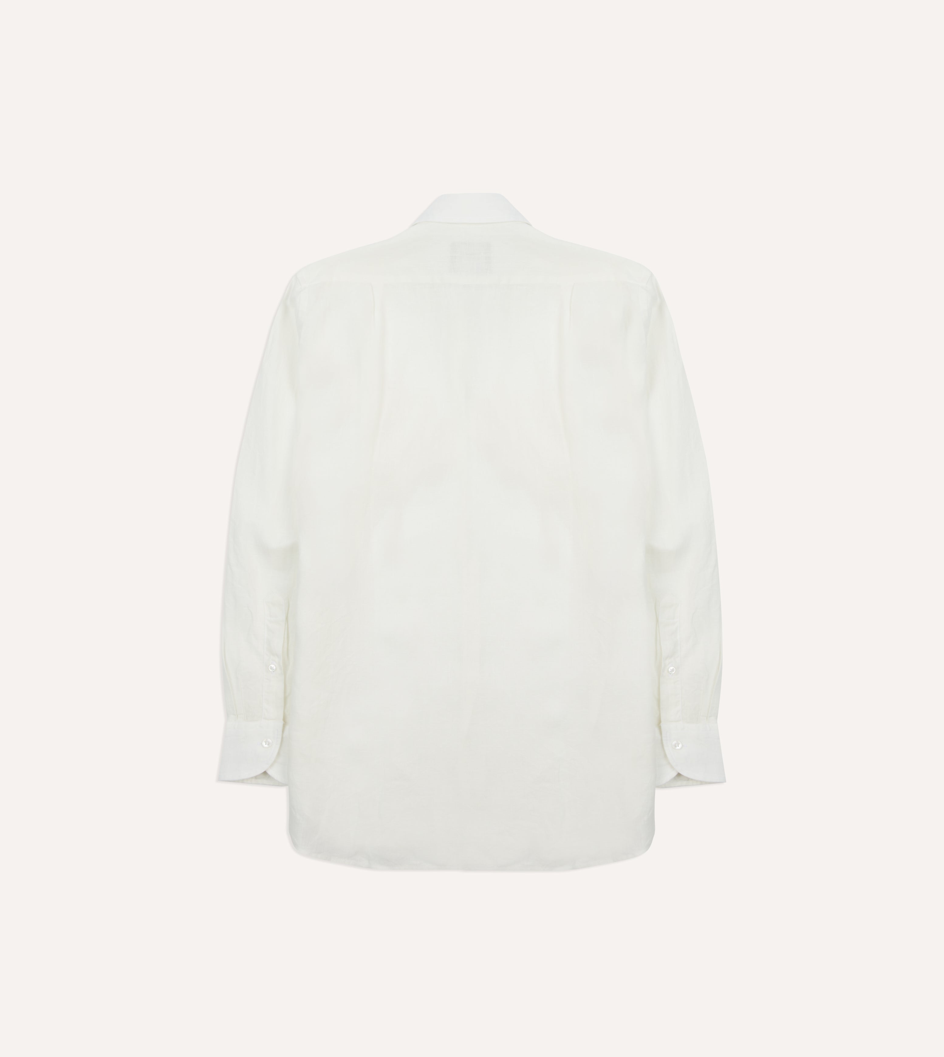 Ecru Linen Long Point Collar Shirt