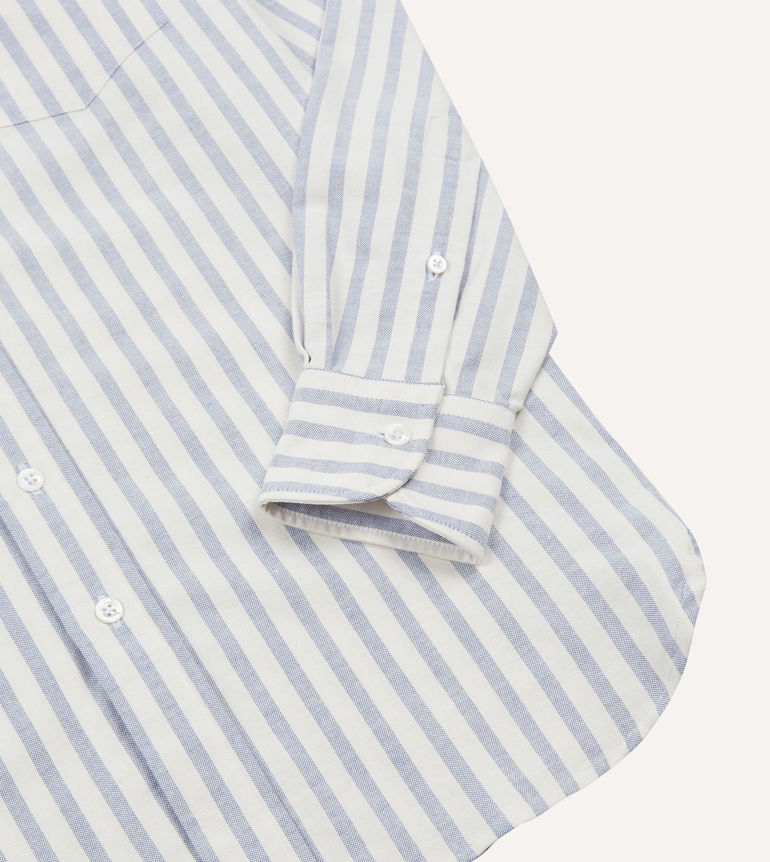 Blue and White Cotton Oxford Cloth Long Point Collar Shirt