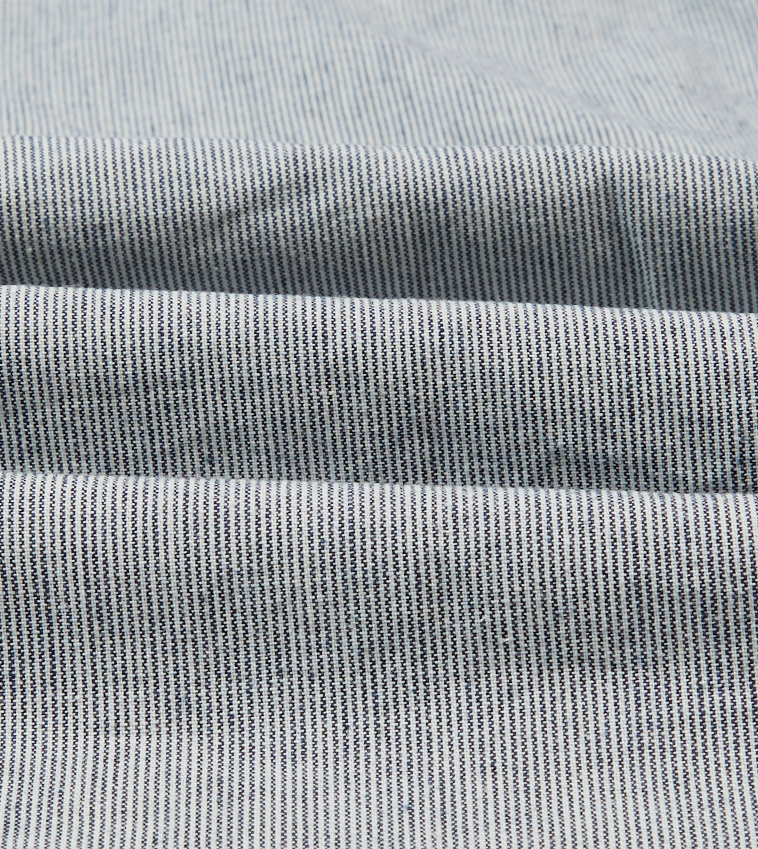 Blue Hickory Stripe Cotton Long Point Collar Popover Shirt