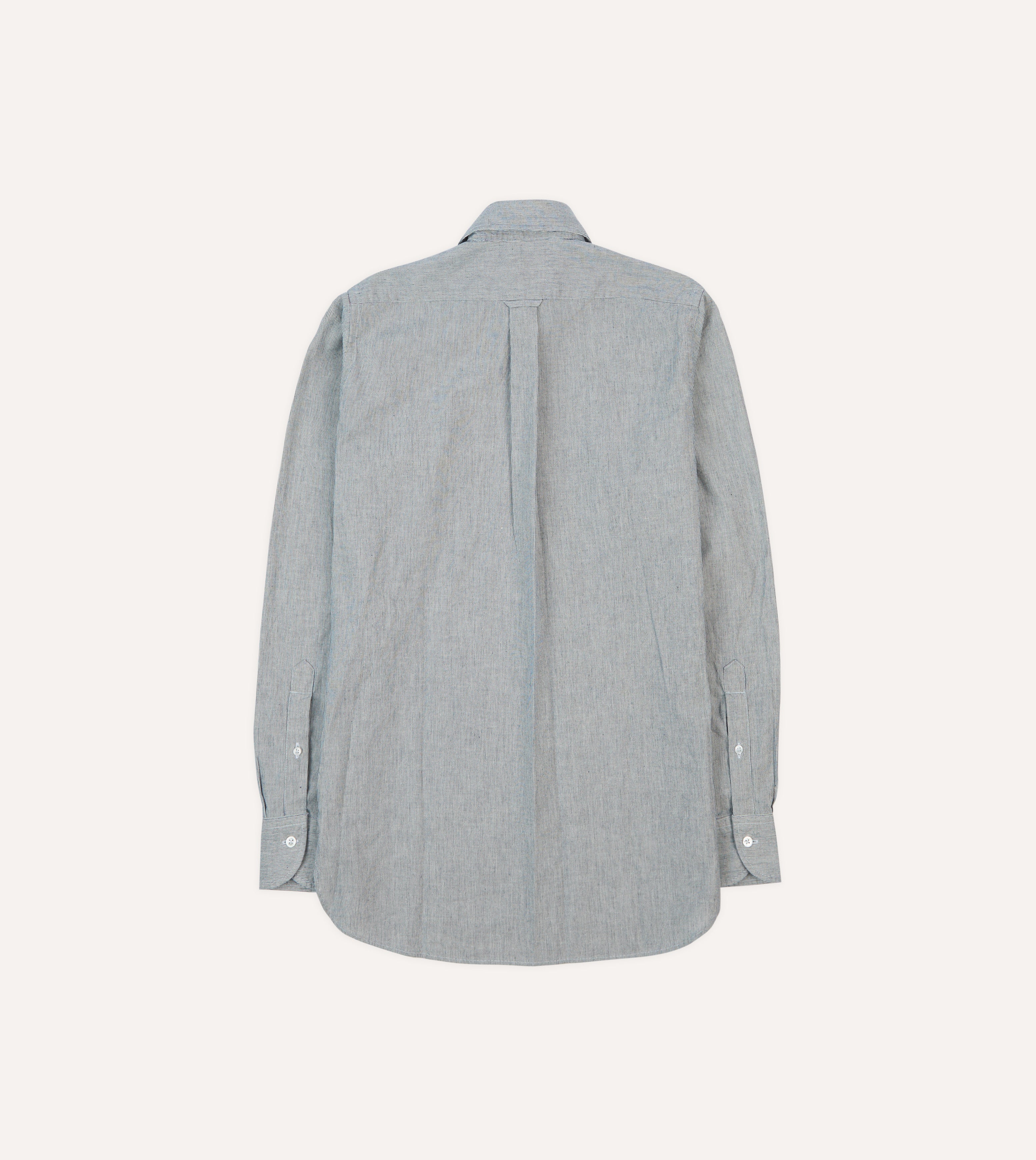 Blue Hickory Stripe Cotton Long Point Collar Popover Shirt