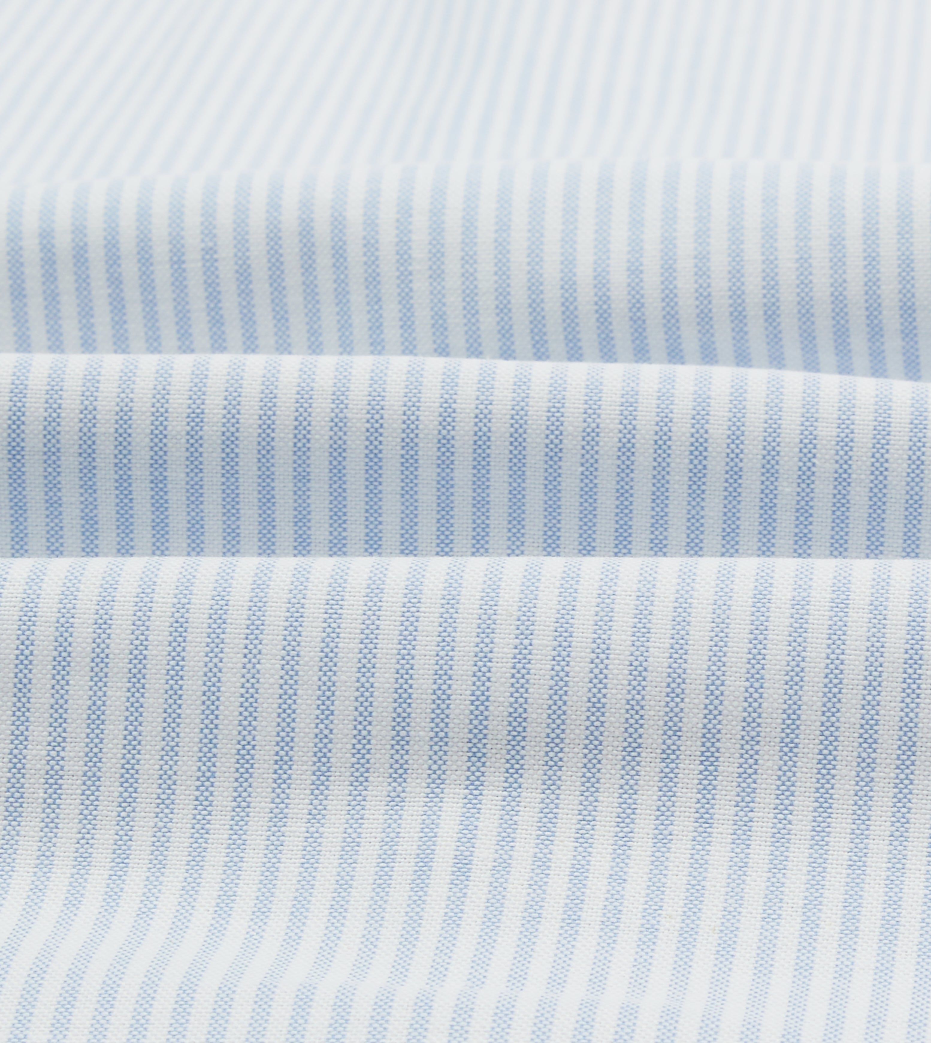 Light Blue and White Ticking Stripe Cotton Oxford Cloth Long Point Collar Shirt