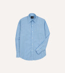 Blue Stripe Cotton Poplin Long Point Collar Shirt