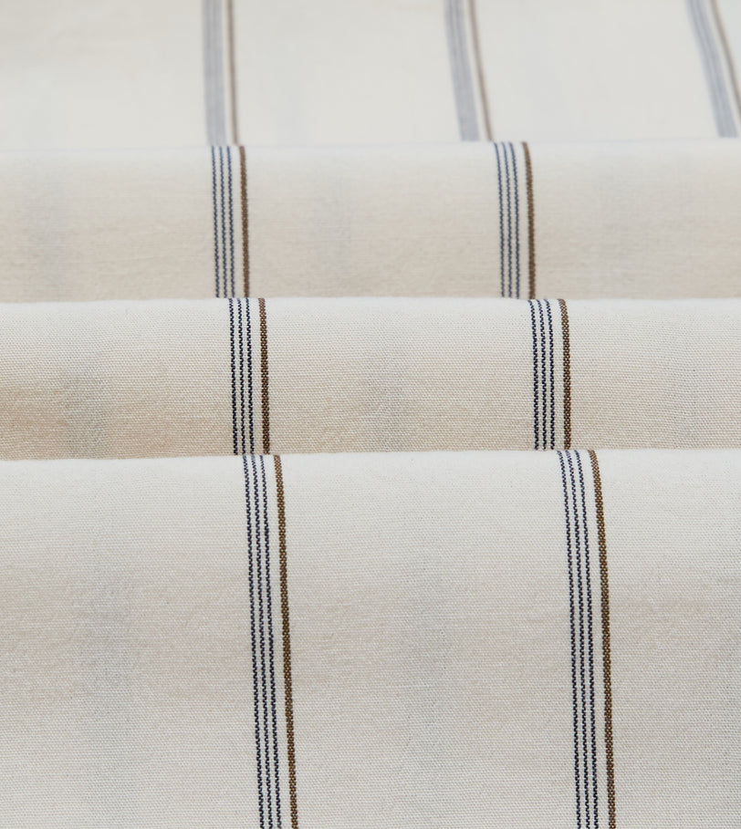 Drake's by A. Levine Ecru Stripe Cotton Long Point Collar Shirt