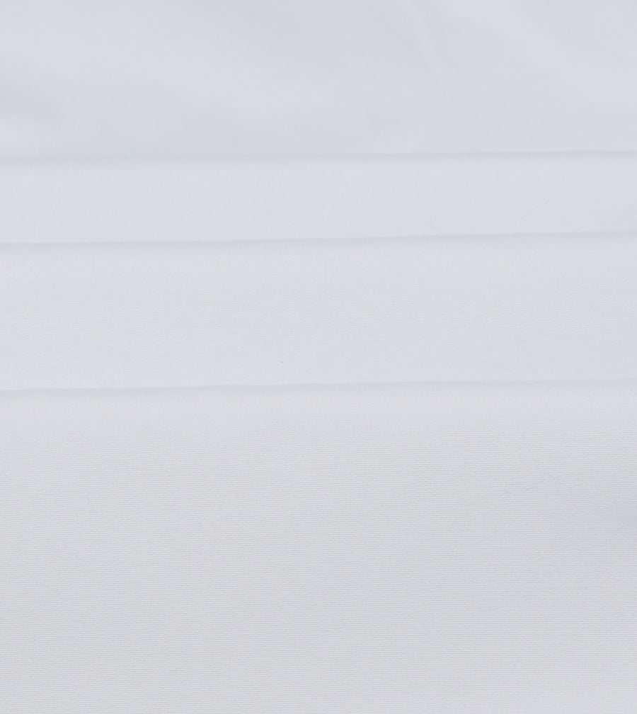 White Long Point Collar Flap Pocket Poplin Shirt