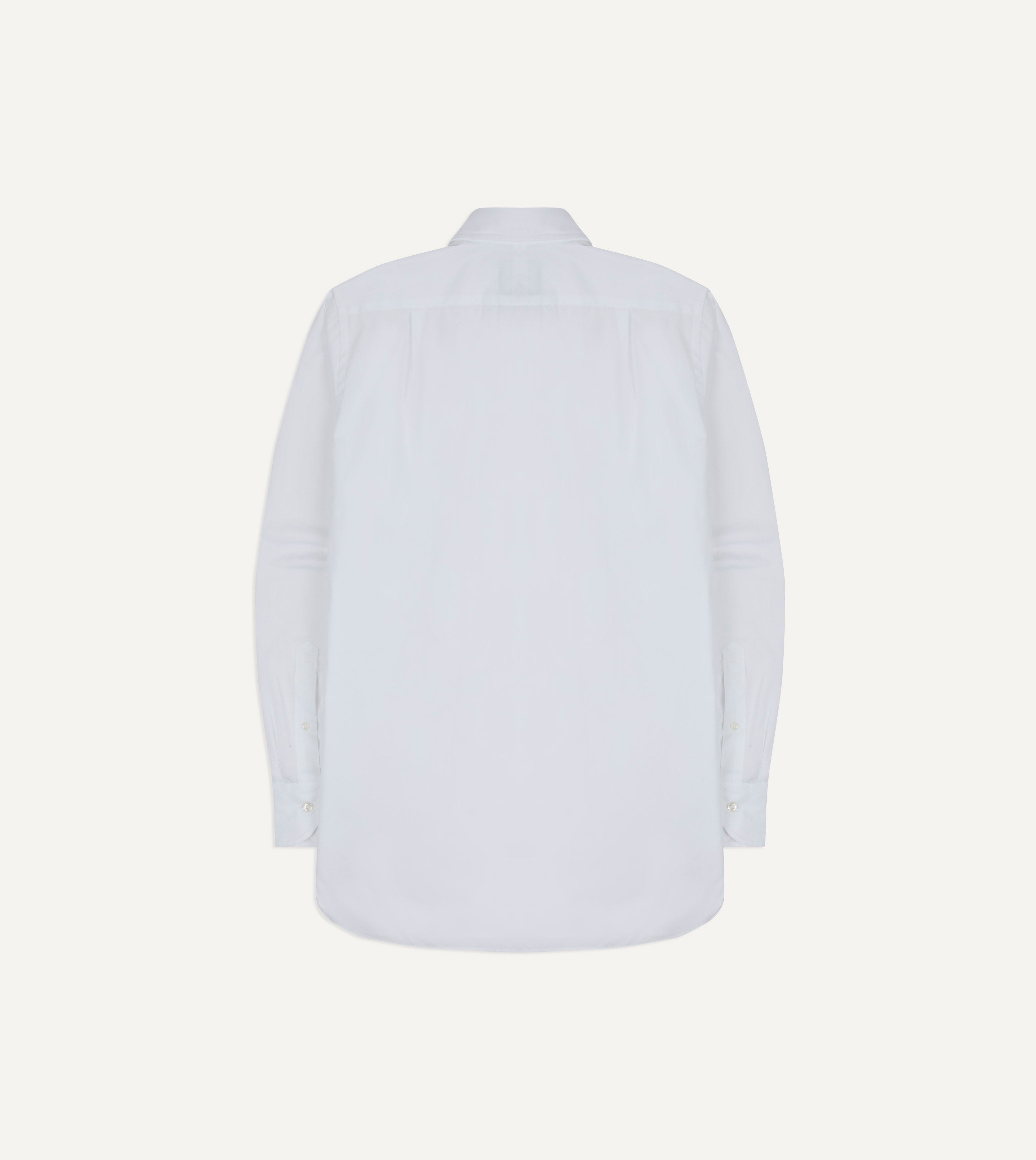 White Long Point Collar Flap Pocket Poplin Shirt