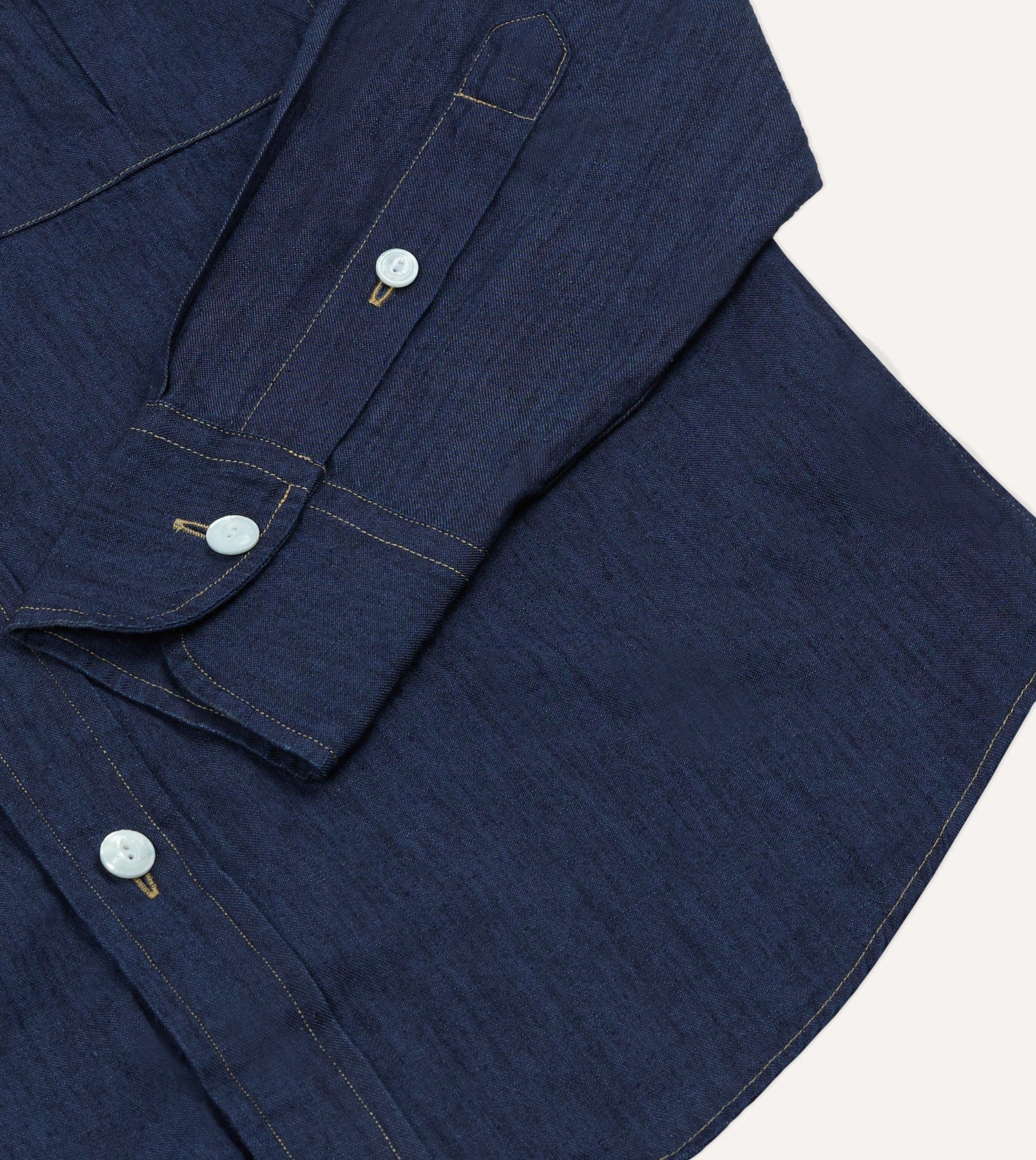 Navy Cotton Linen Two-Pocket Work Shirt