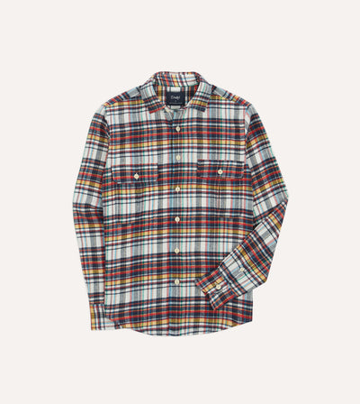 Multi Check Brushed Cotton Two-Pocket Work Shirt – Drakes US