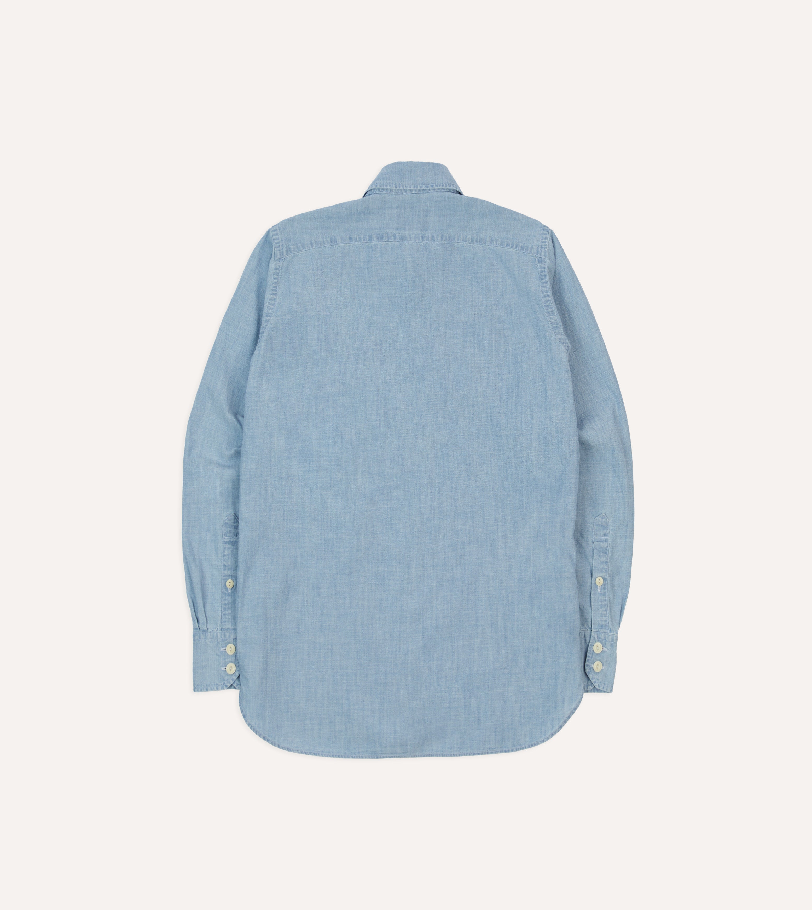 Drake's Men's Cotton Chambray Work Shirt - Blue - Size Large