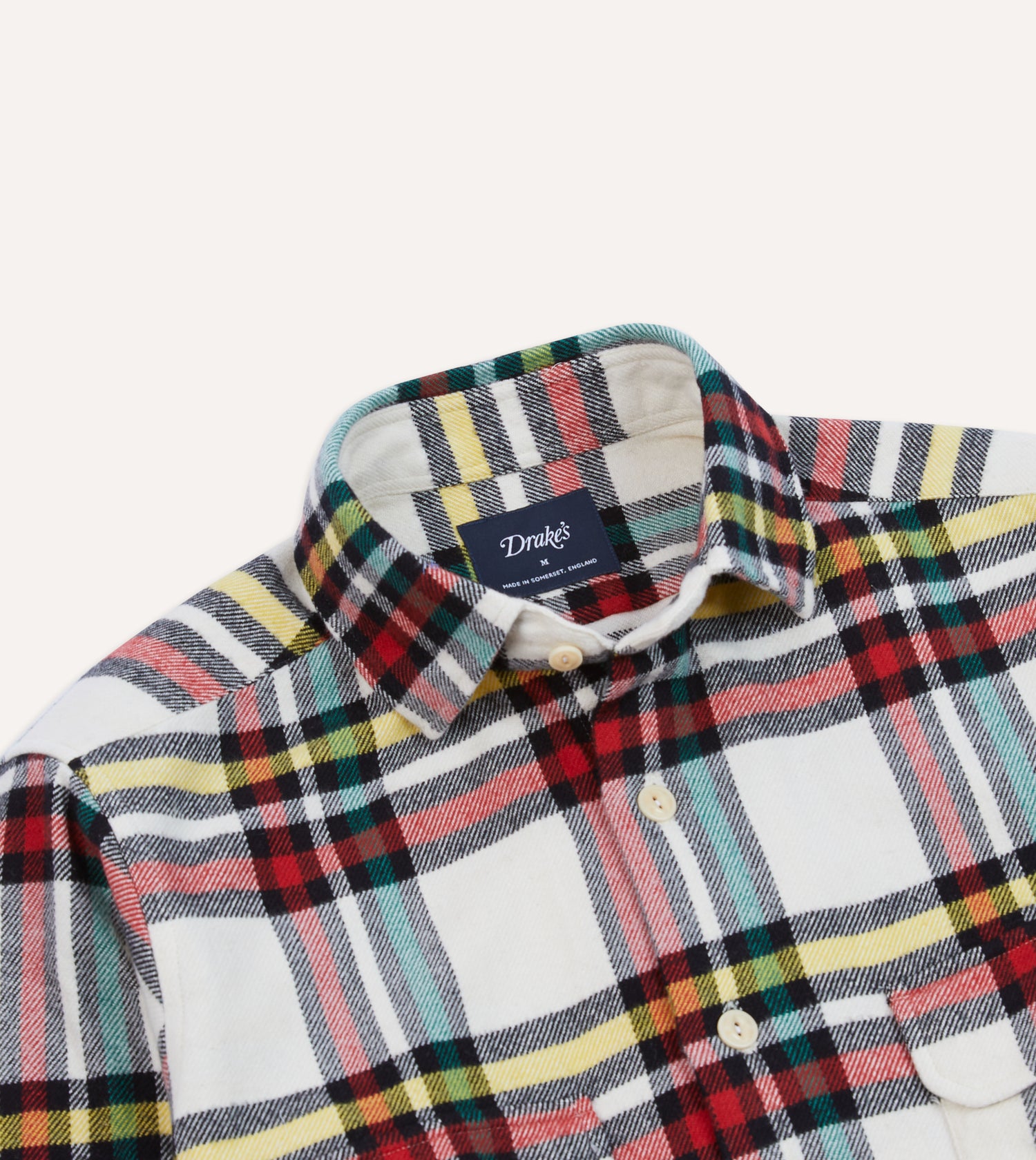 White Check Brushed Cotton Two-Pocket Work Shirt