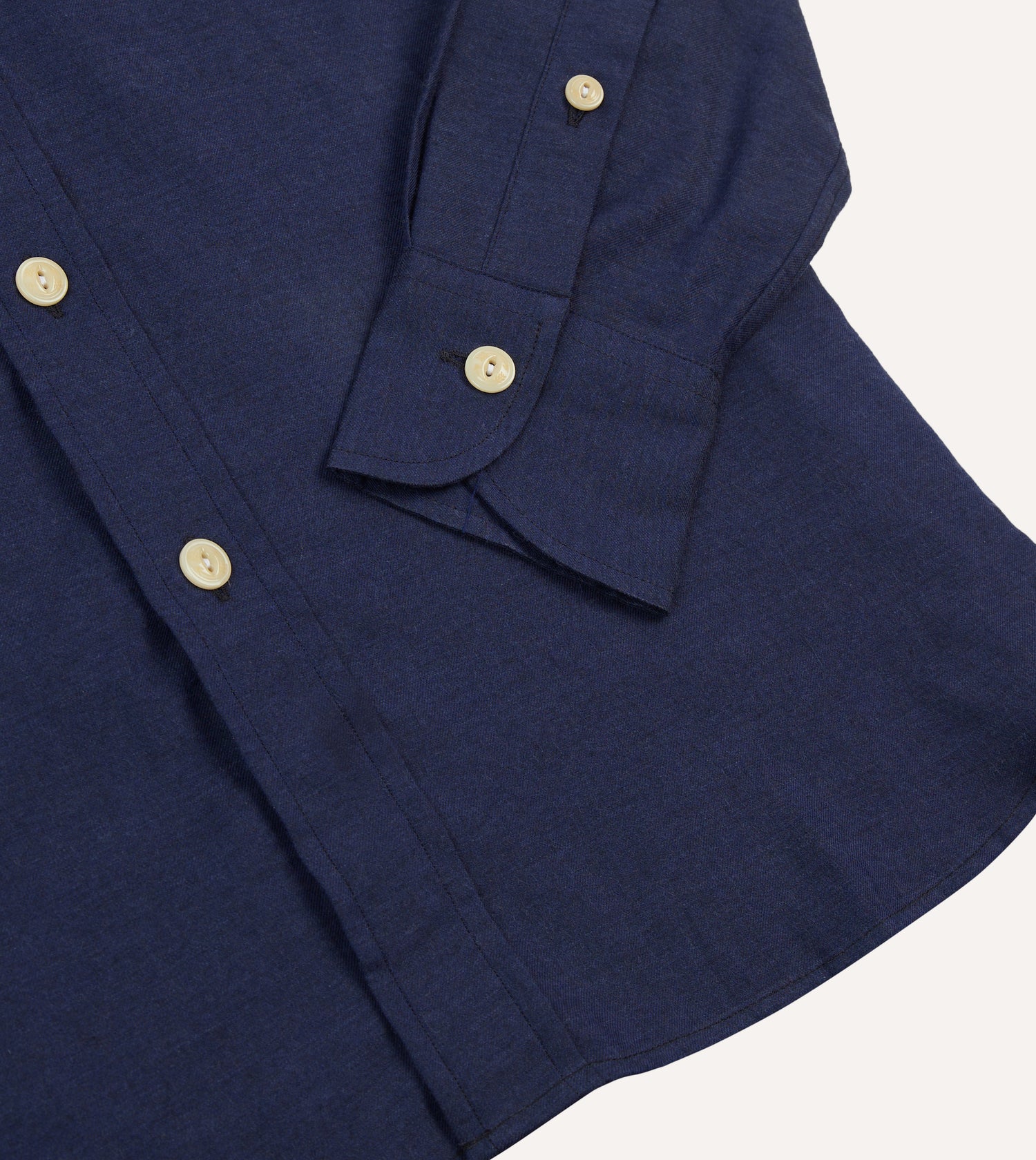 Navy Cotton Flannel Two-Pocket Work Shirt