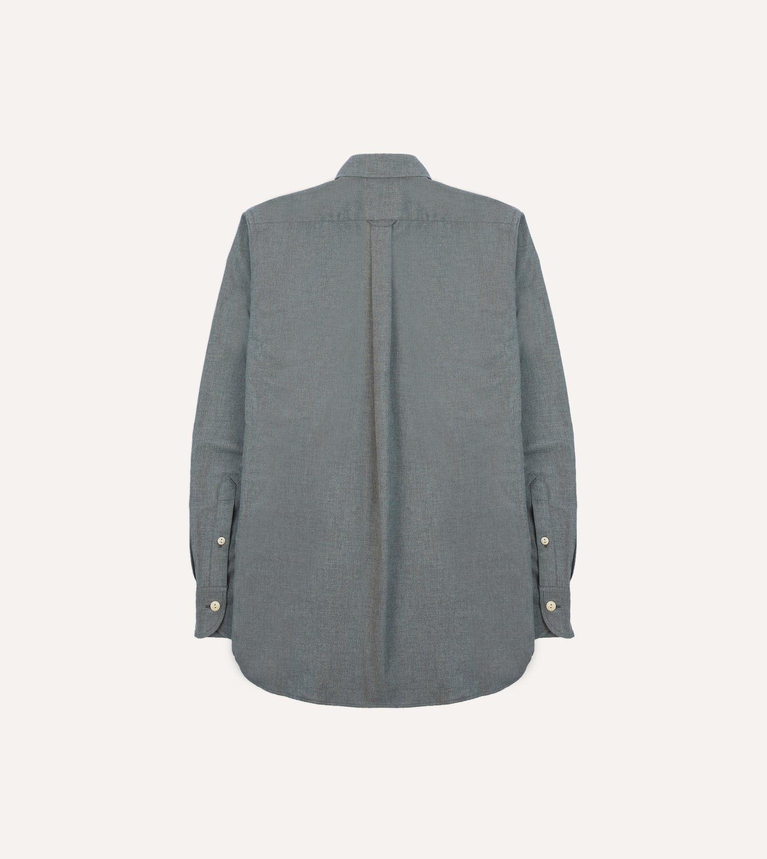 Grey Cotton Flannel Two-Pocket Work Shirt