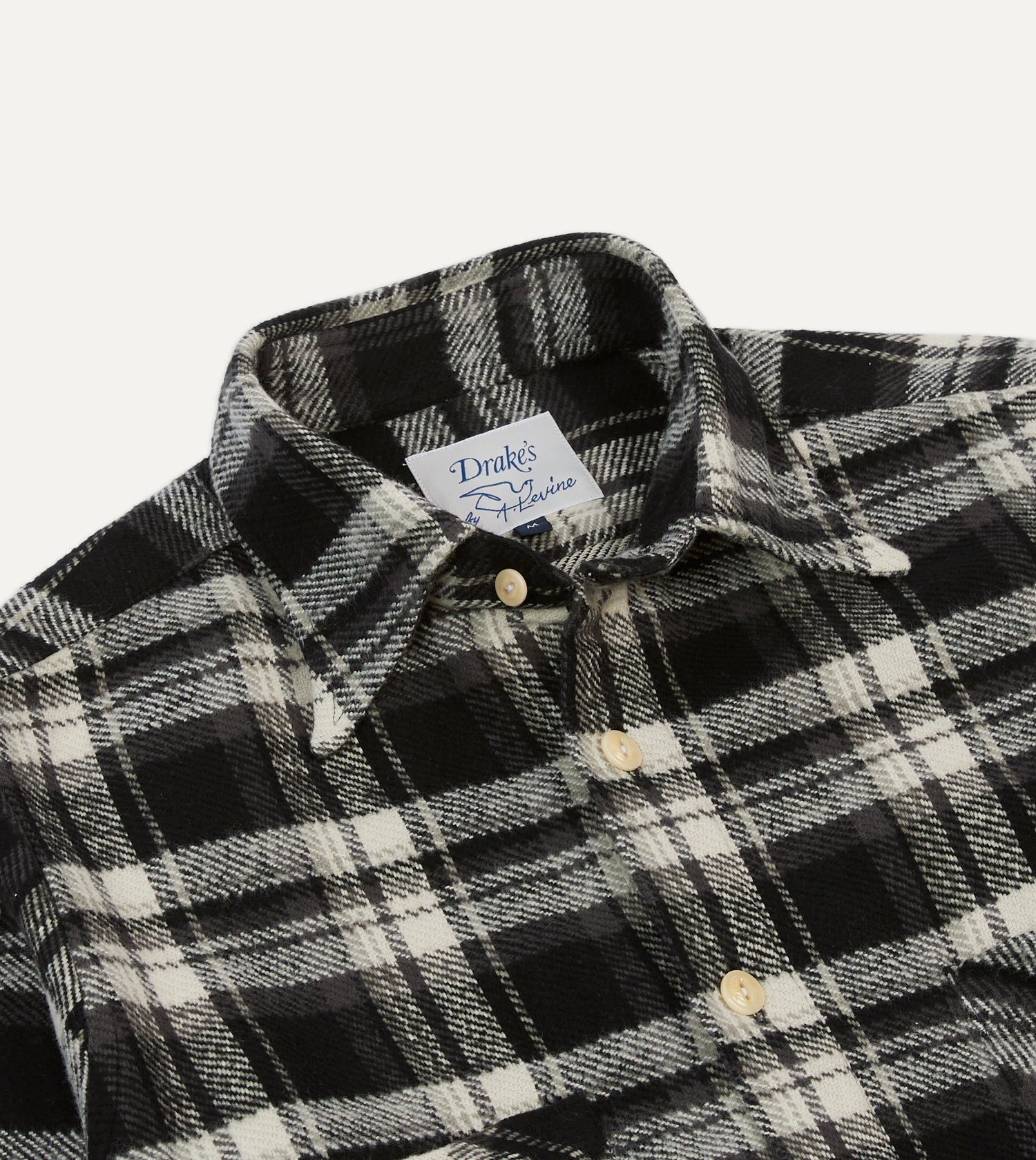 Drake's by A. Levine Black Check Cotton Two-Pocket Work Shirt