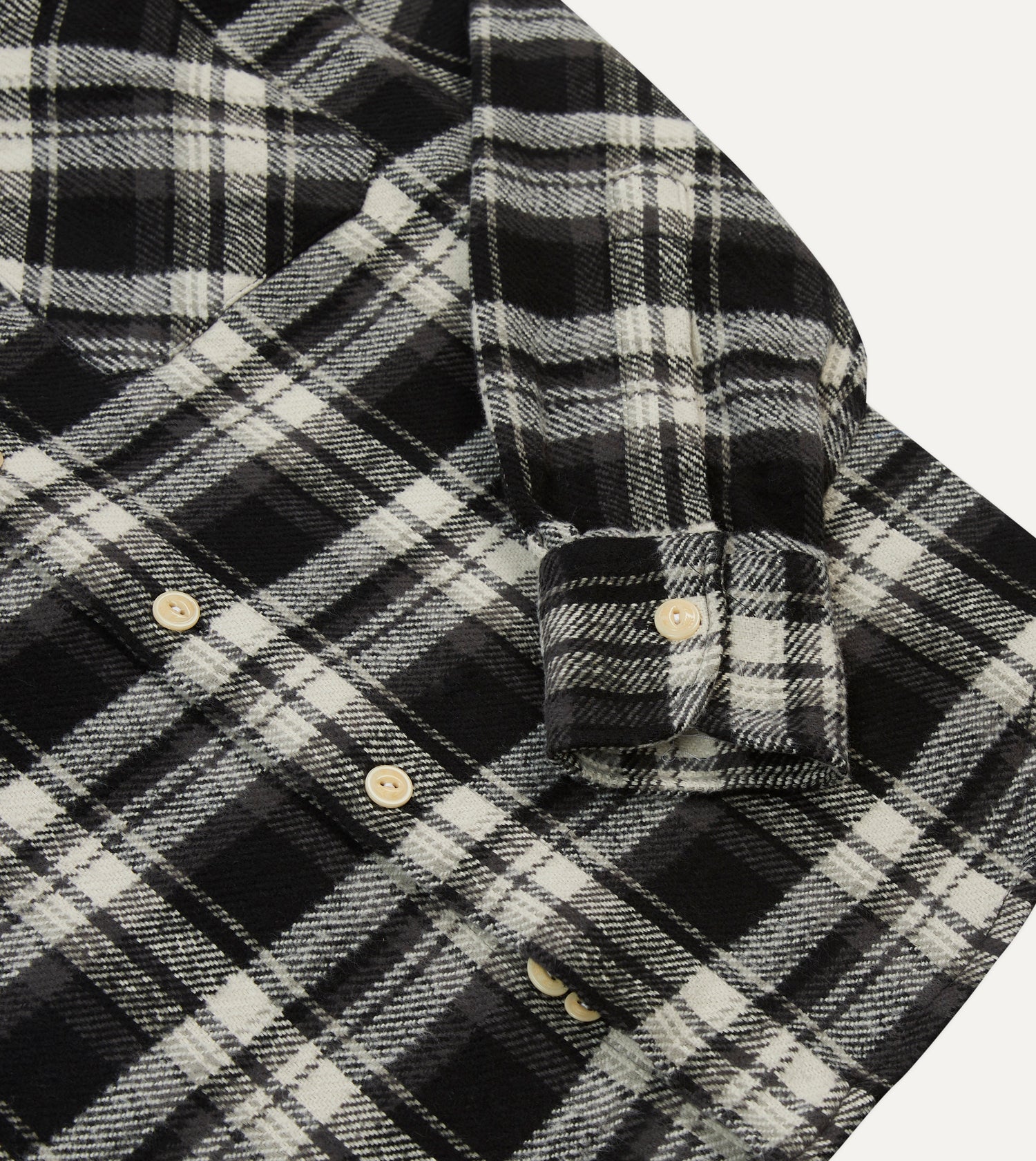 Drake's by A. Levine Black Check Cotton Two-Pocket Work Shirt