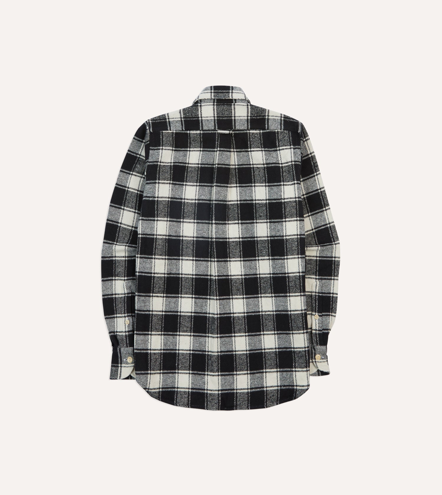 Black Check Brushed Cotton Two-Pocket Work Shirt