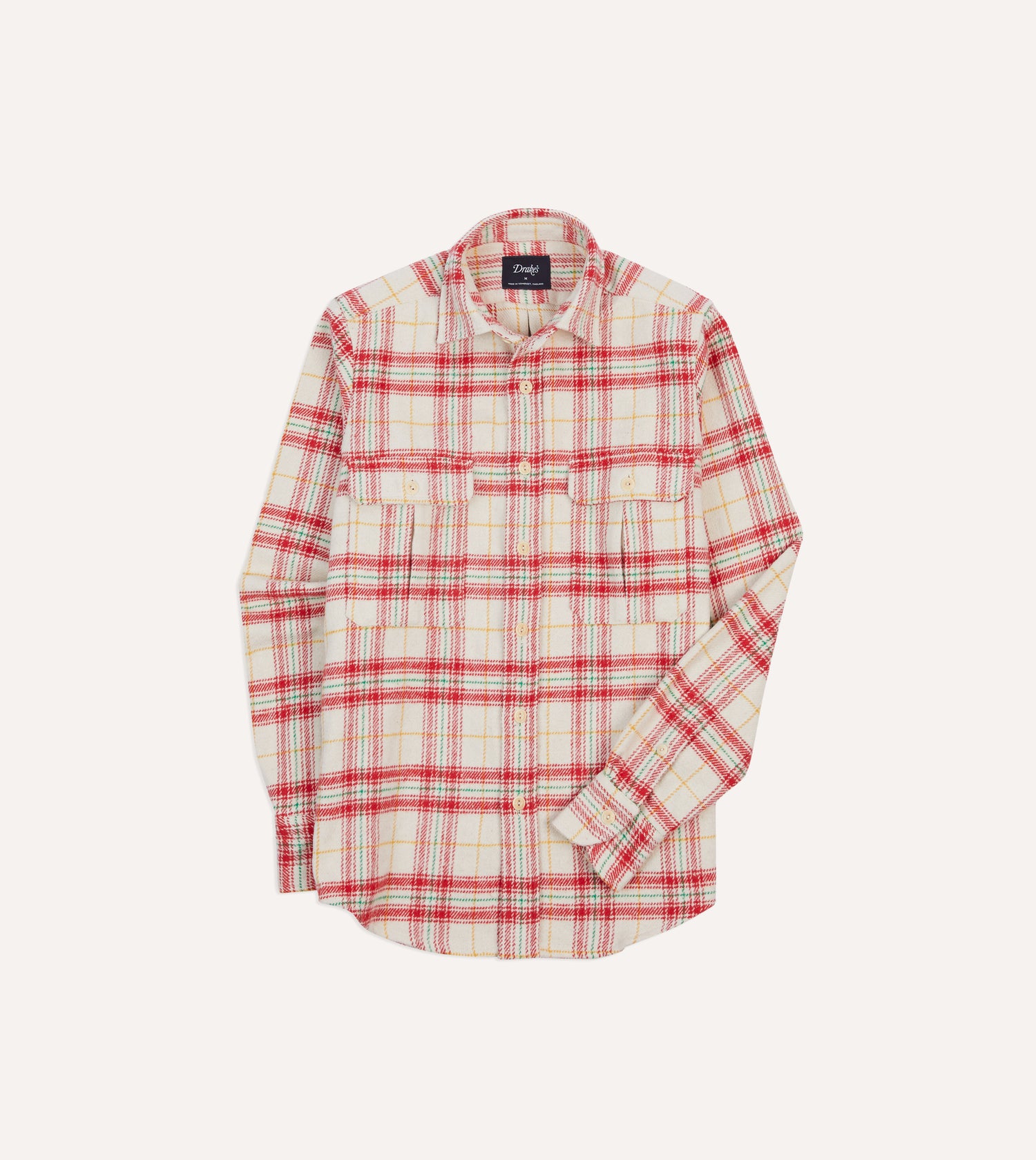 Red Check Brushed Cotton Two-Pocket Work Shirt