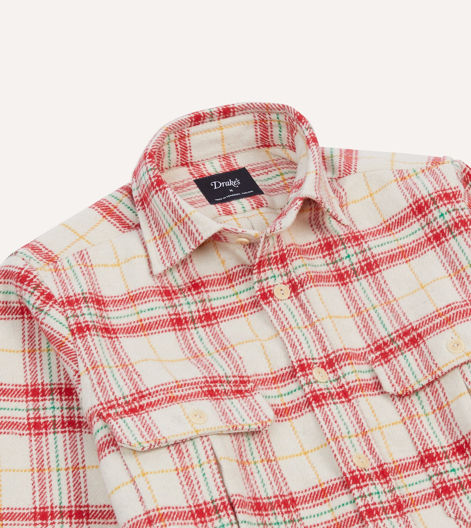 Red Check Brushed Cotton Two-Pocket Work Shirt