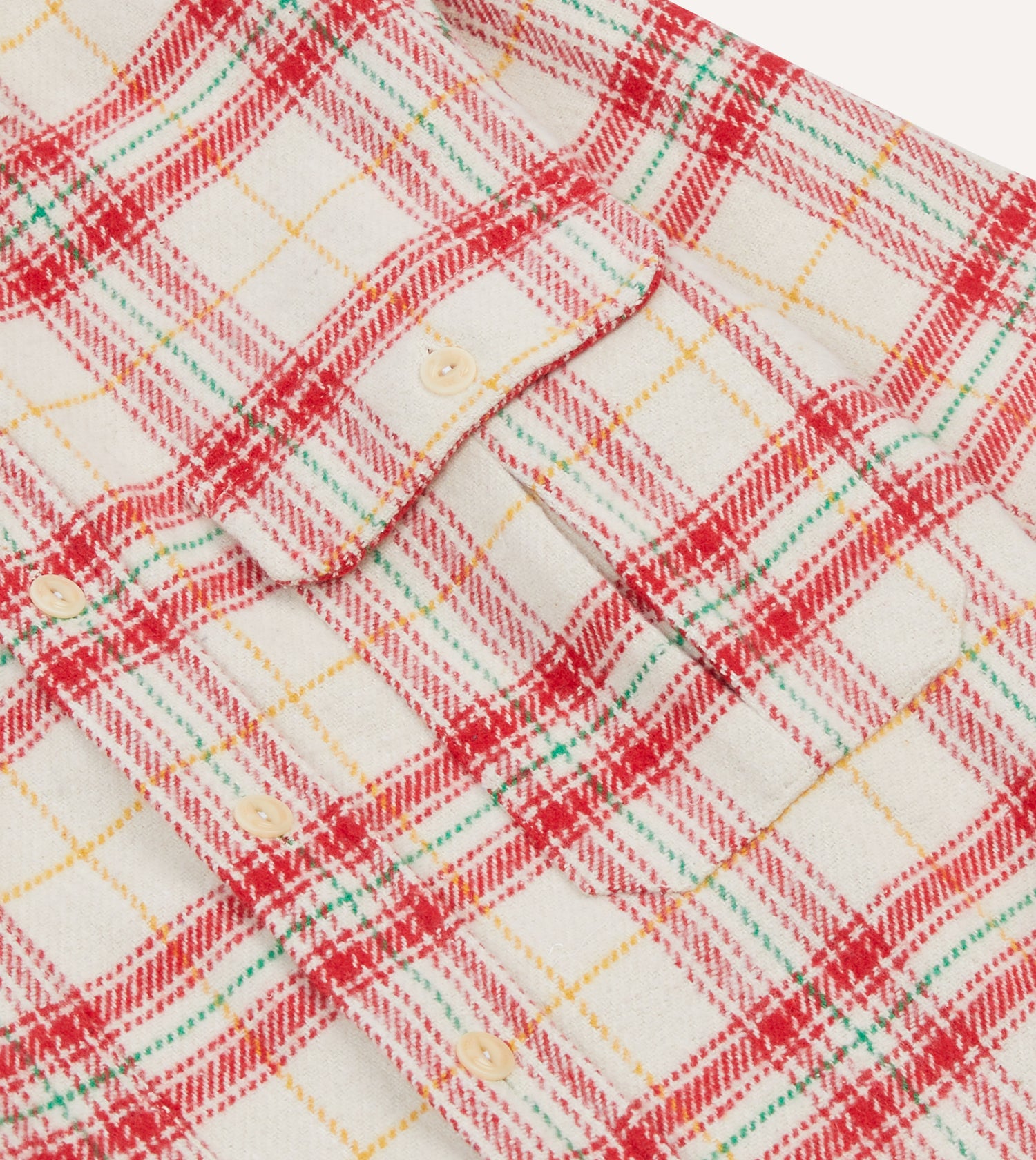 Red Check Brushed Cotton Two-Pocket Work Shirt