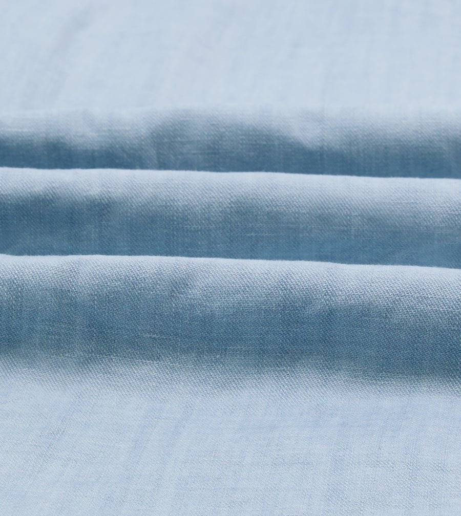 Bleach Wash Cotton-Linen Long Point Collar Work Shirt