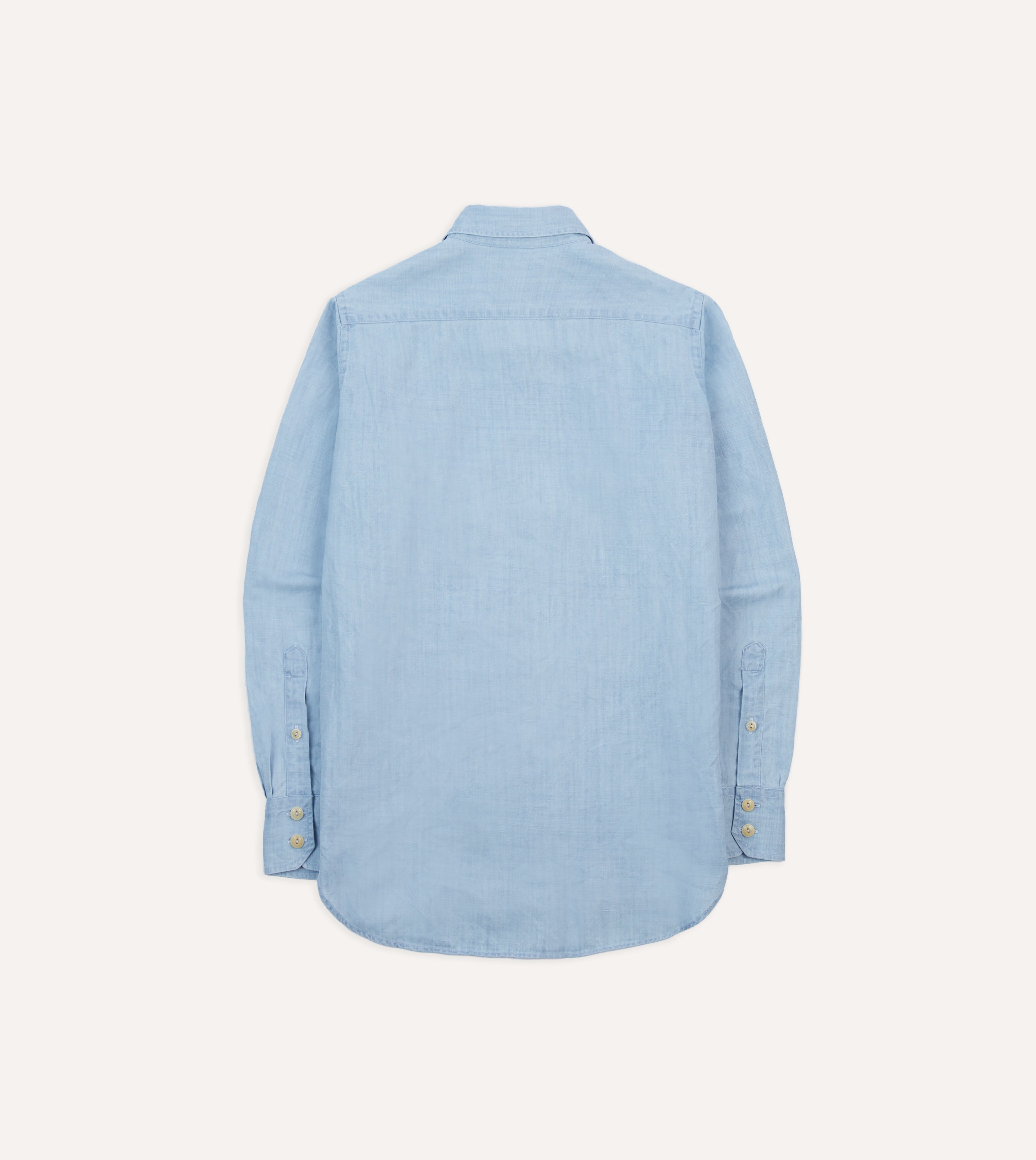 Bleach Wash Cotton-Linen Long Point Collar Work Shirt
