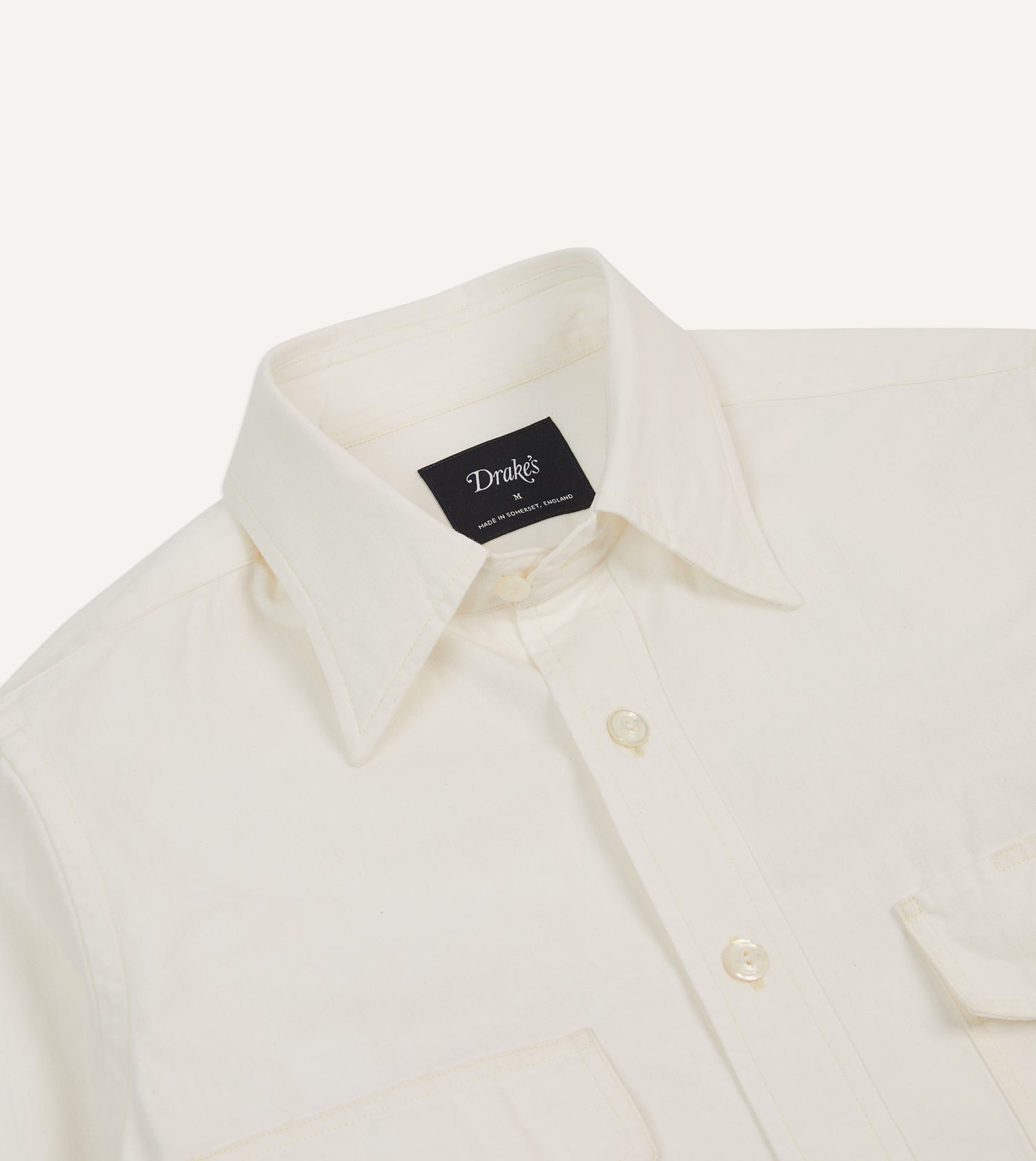 White Cotton Two-Pocket Work Shirt