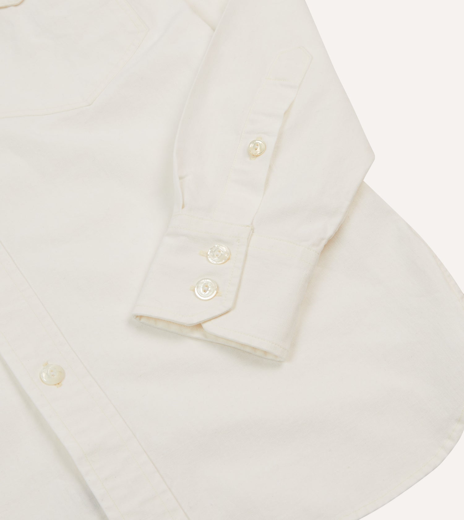 White Cotton Two-Pocket Work Shirt