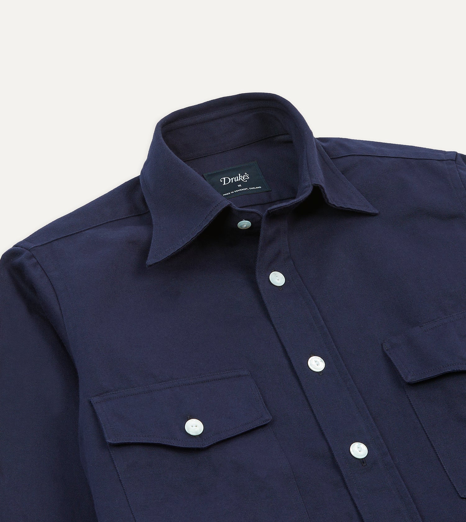 Navy Cotton Twill Two-Pocket Work Shirt