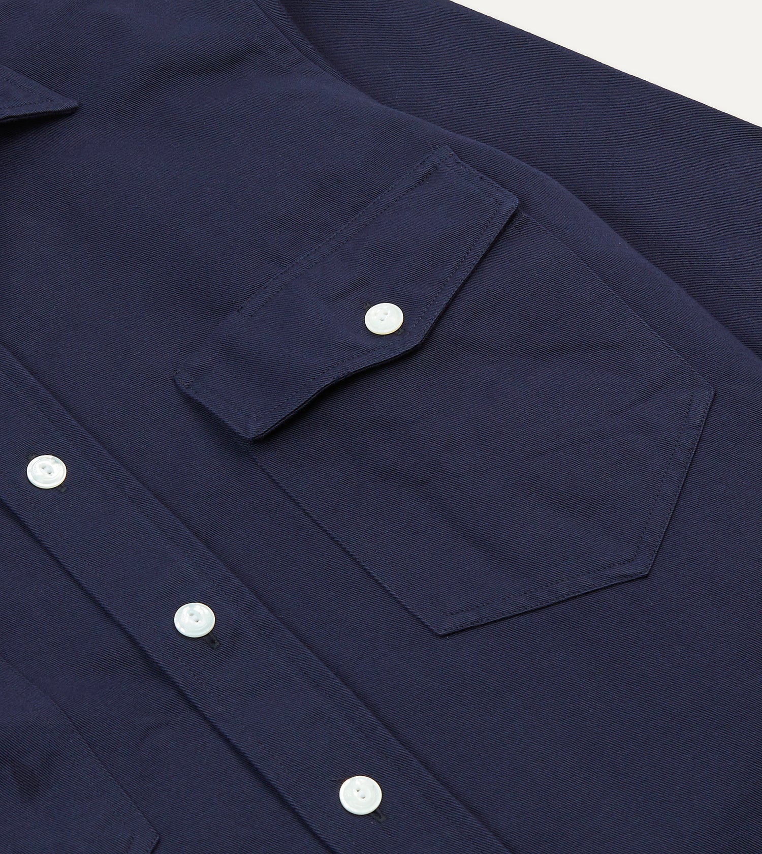 Navy Cotton Twill Two-Pocket Work Shirt