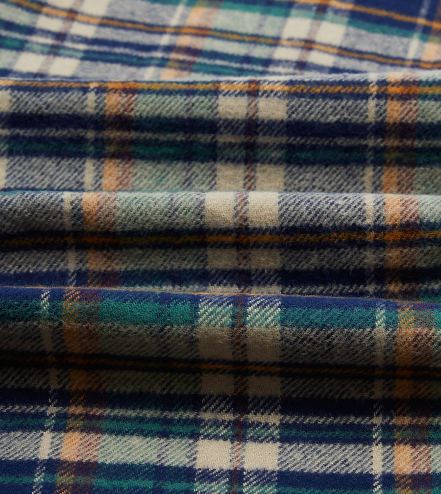 Indigo Check Cotton Two-Pocket Work Shirt